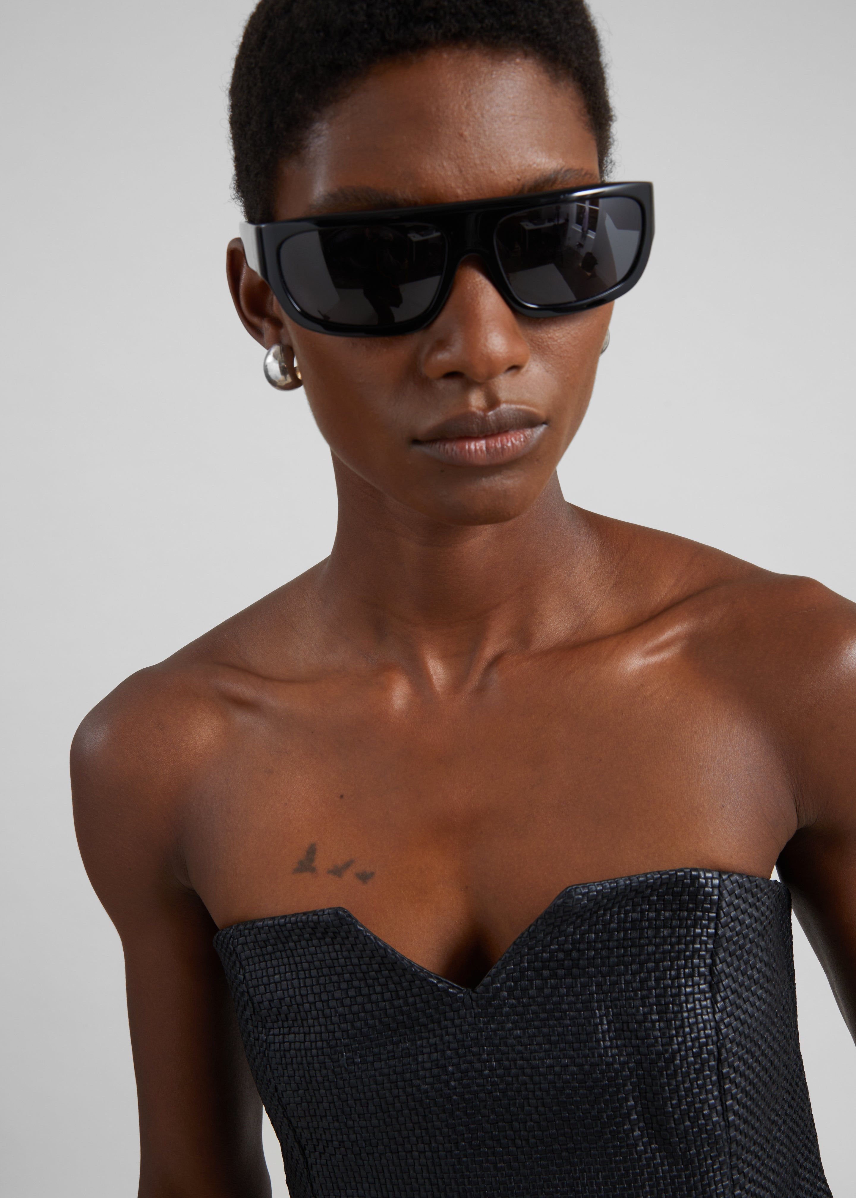 St. Agni Woven Leather Strapless Bodice - Black - 5