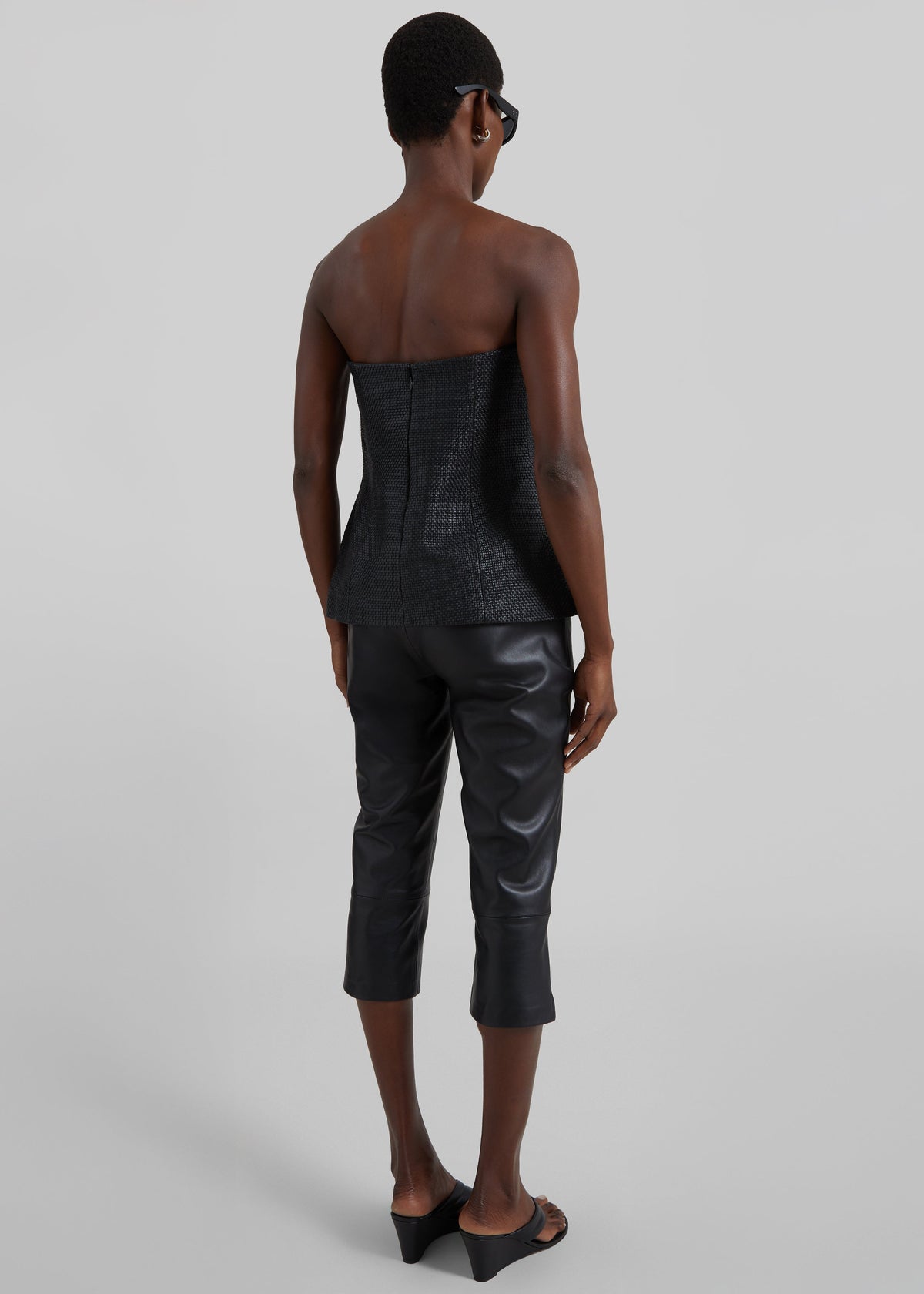 St. Agni Woven Leather Strapless Bodice - Black - 6