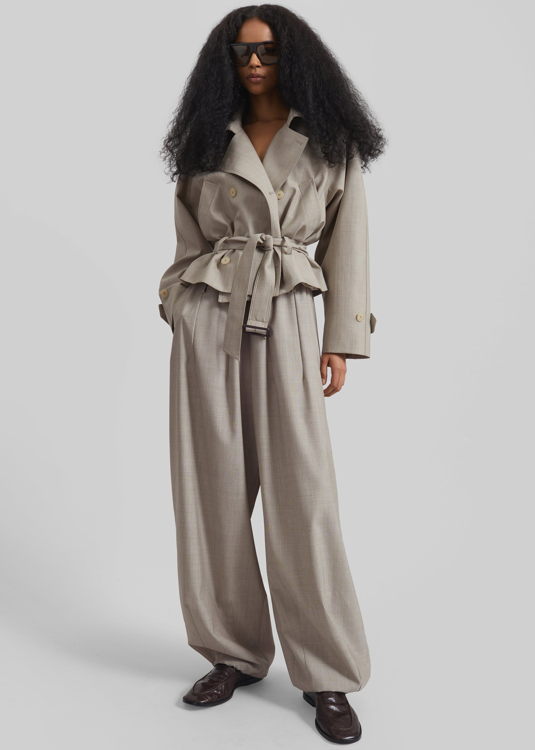 Shop the look image for Stan Cropped Trench - Beige Melange