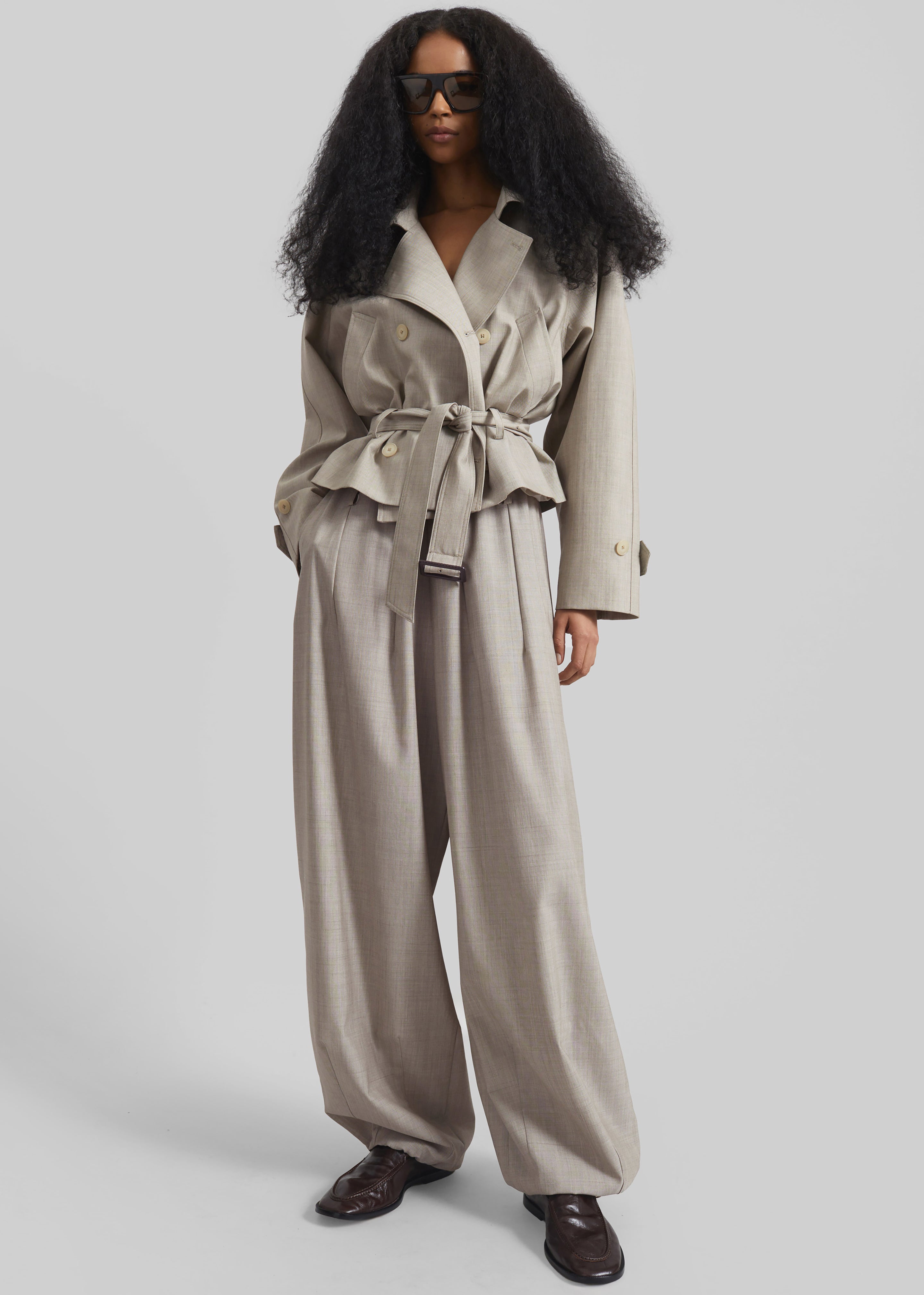Stan Cropped Trench - Beige Melange – The Frankie Shop Europe