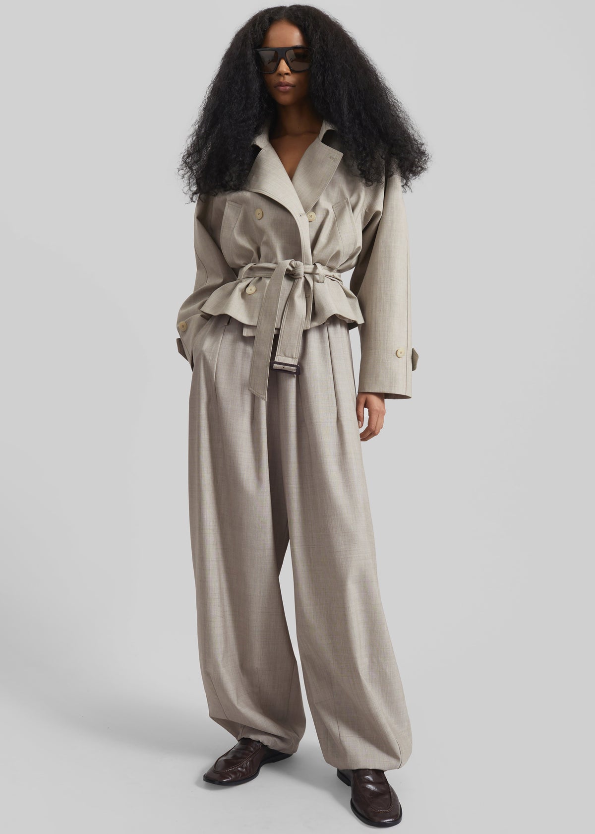 Stan Cropped Trench - Beige Melange - 5