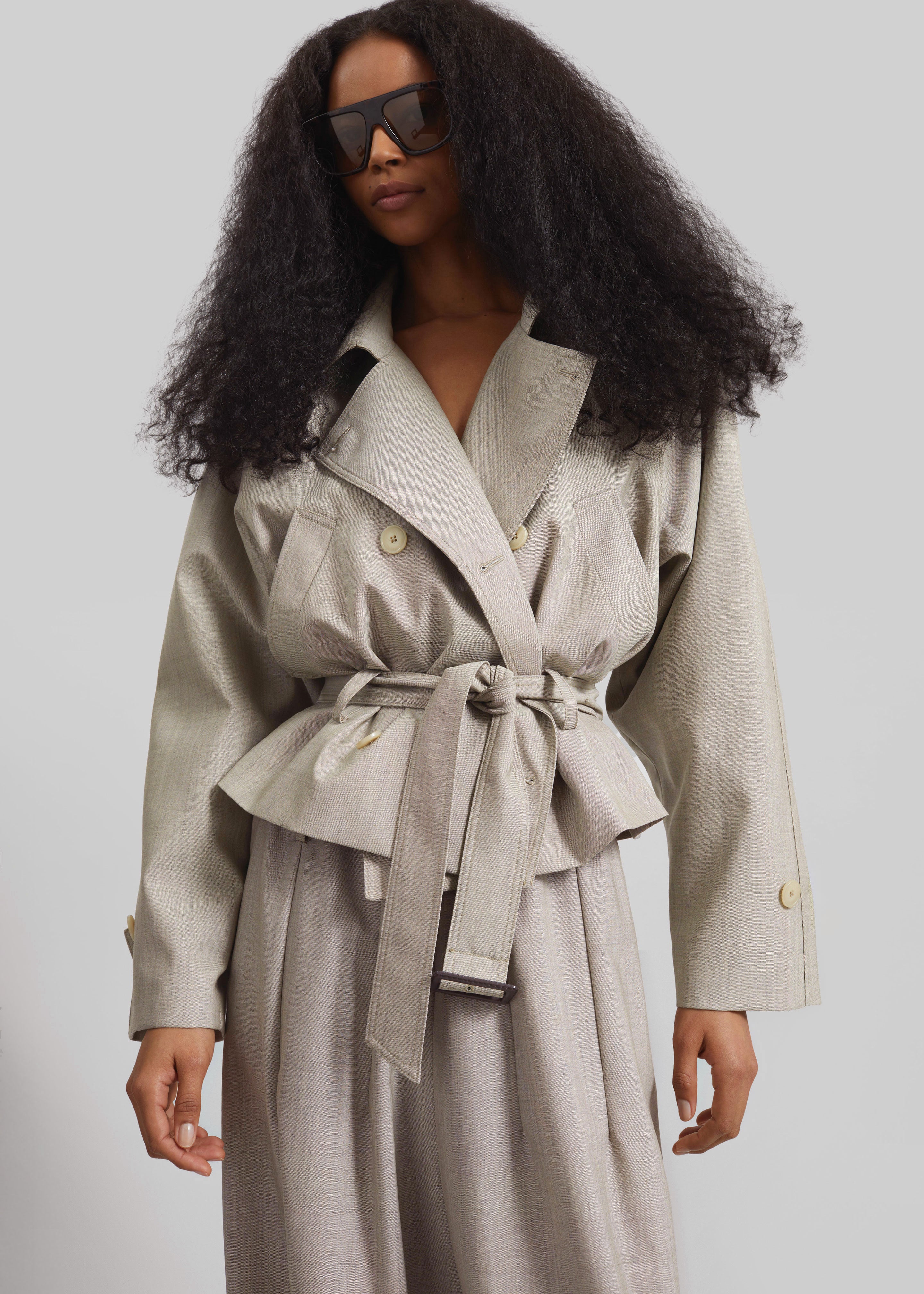 Stan Cropped Trench - Beige Melange – The Frankie Shop Europe