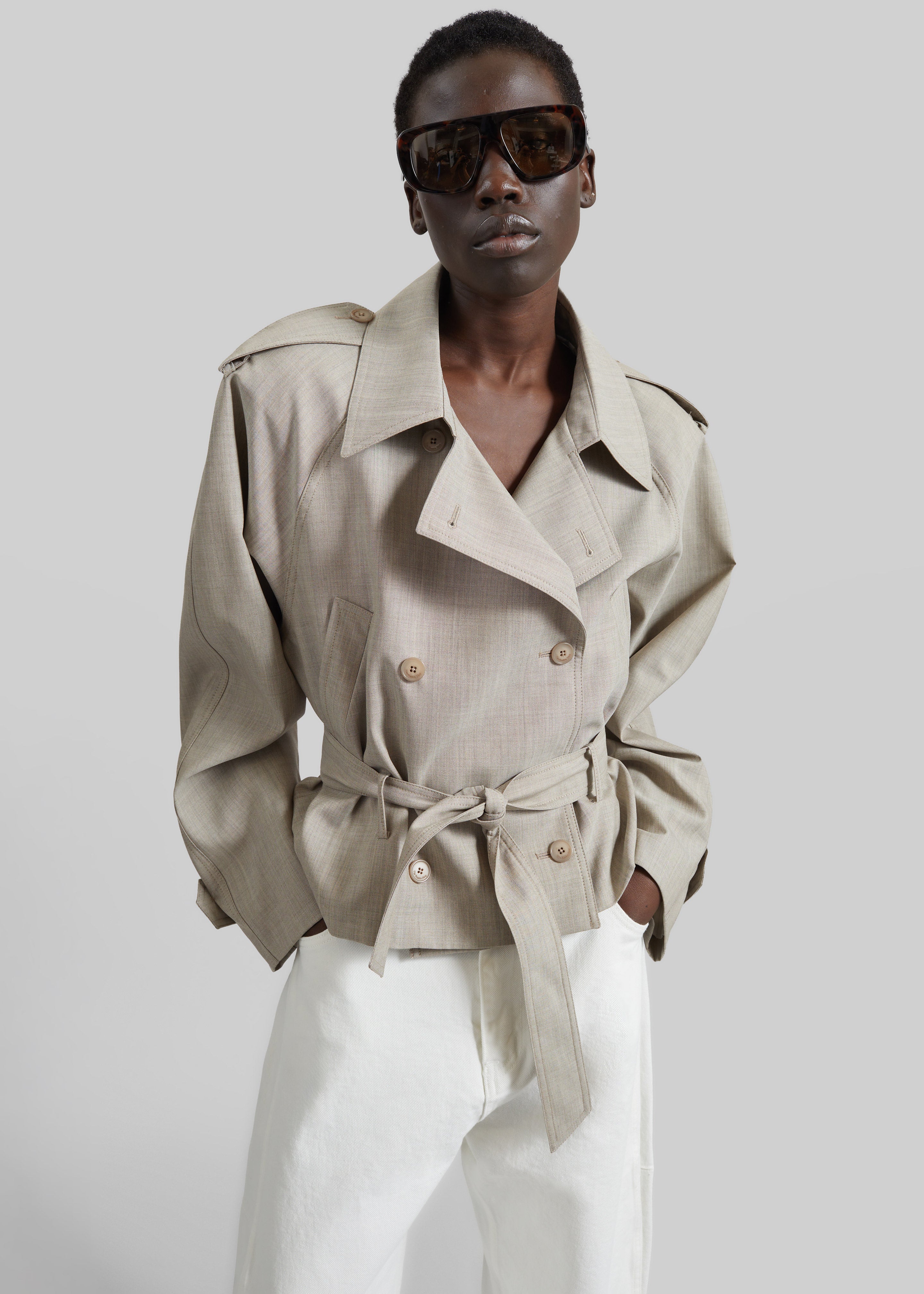 Stan Cropped Trench - Beige Melange – The Frankie Shop Europe