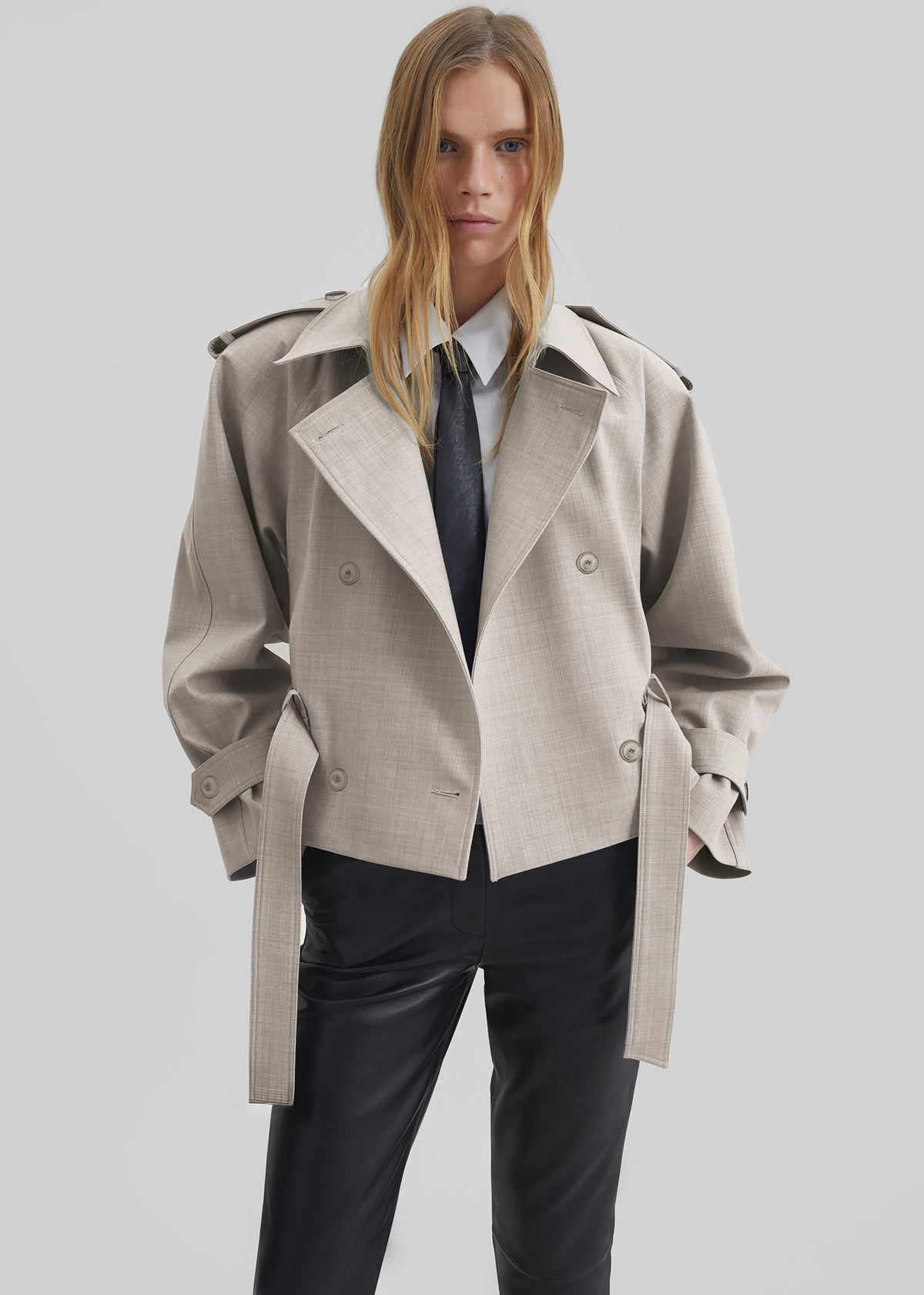 Stan Cropped Trench - Beige Melange - 9