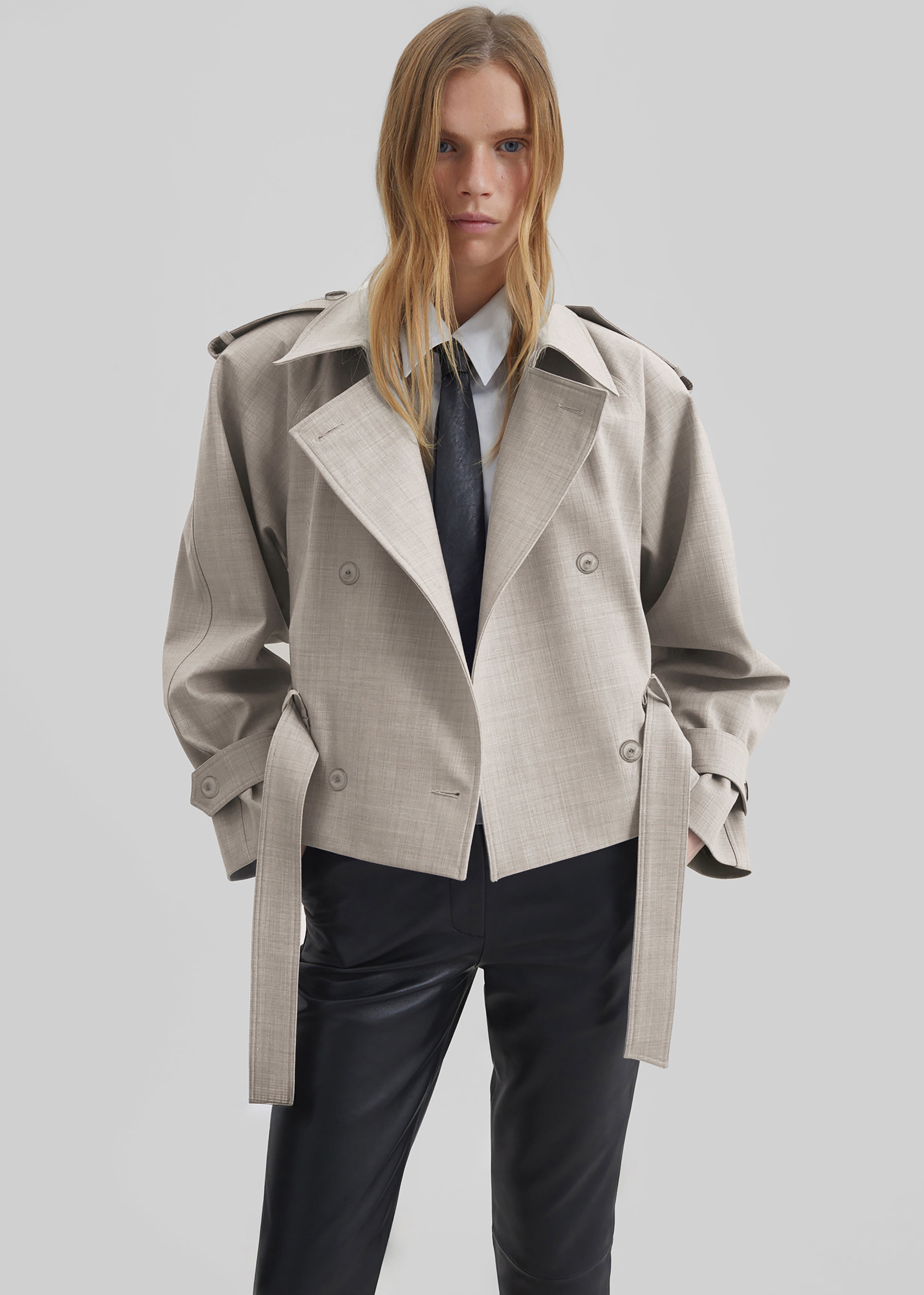 Stan Cropped Trench - Beige Melange - 9