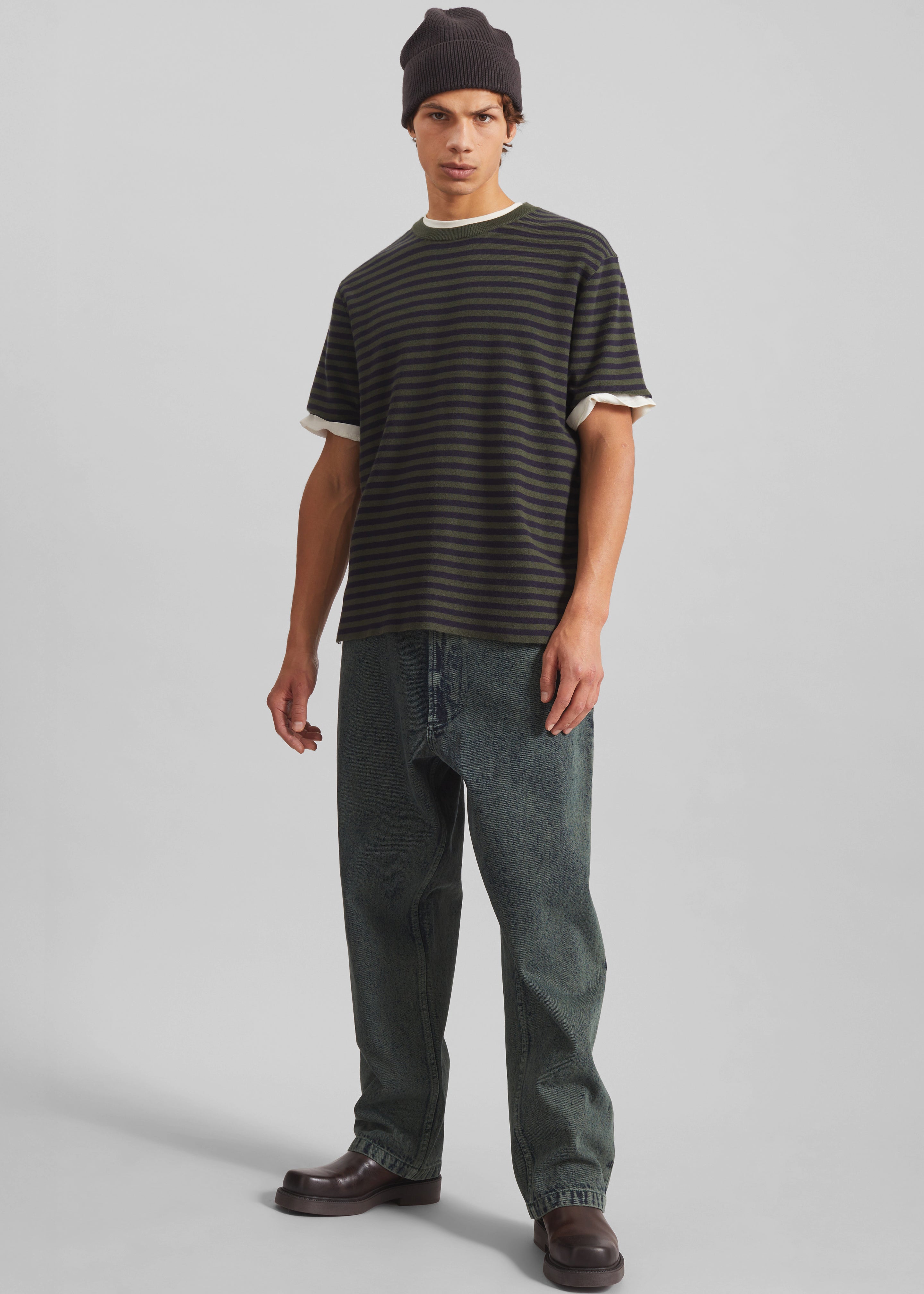 Stanmore Knit T-Shirt - Green/Blue Stripe - 5