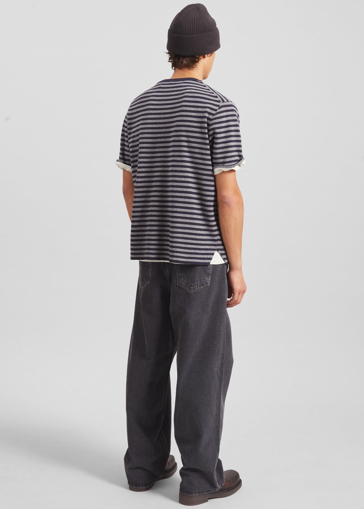 Stanmore Knit T-Shirt - Grey/Blue Stripe - 7