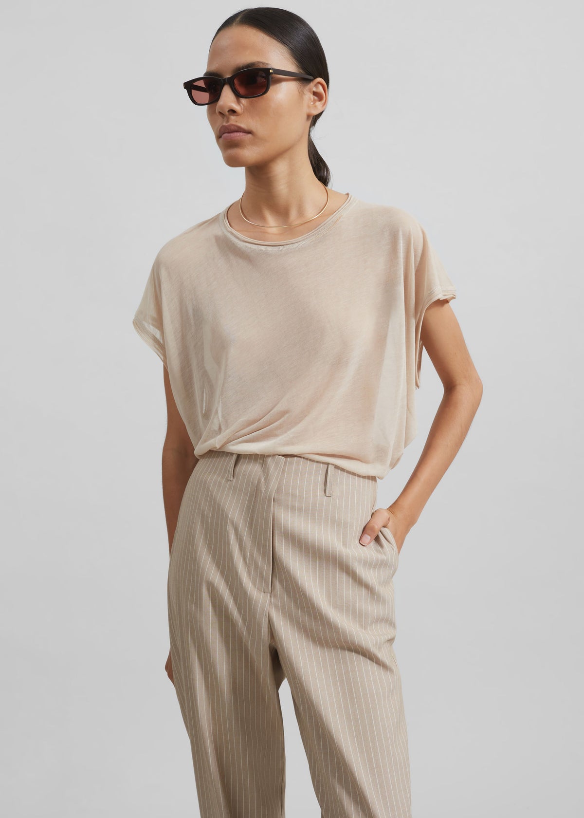 Stasia Pants - Beige Stripe - 5