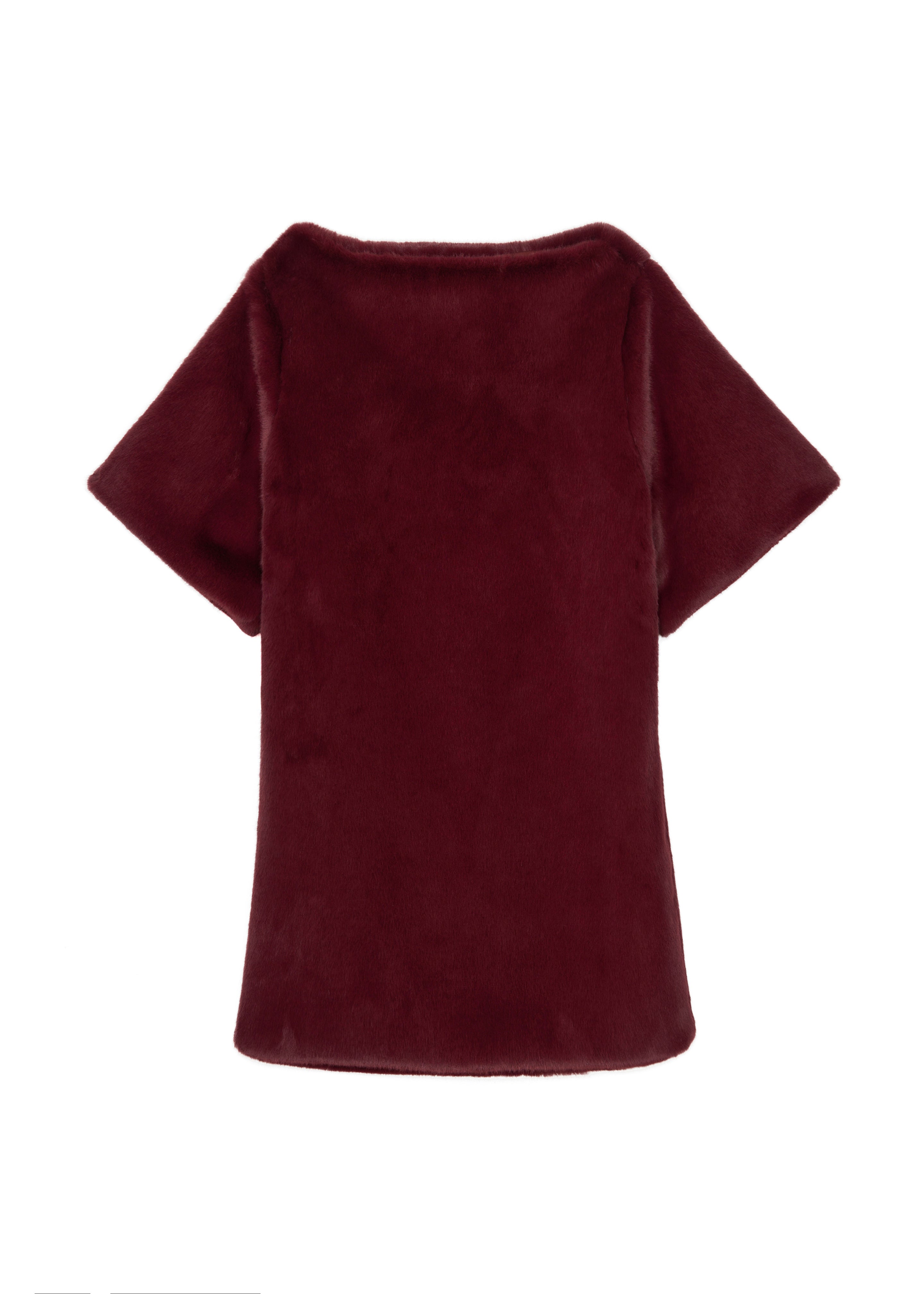 Stauben Faux Fur Mini Dress - Burgundy - 8