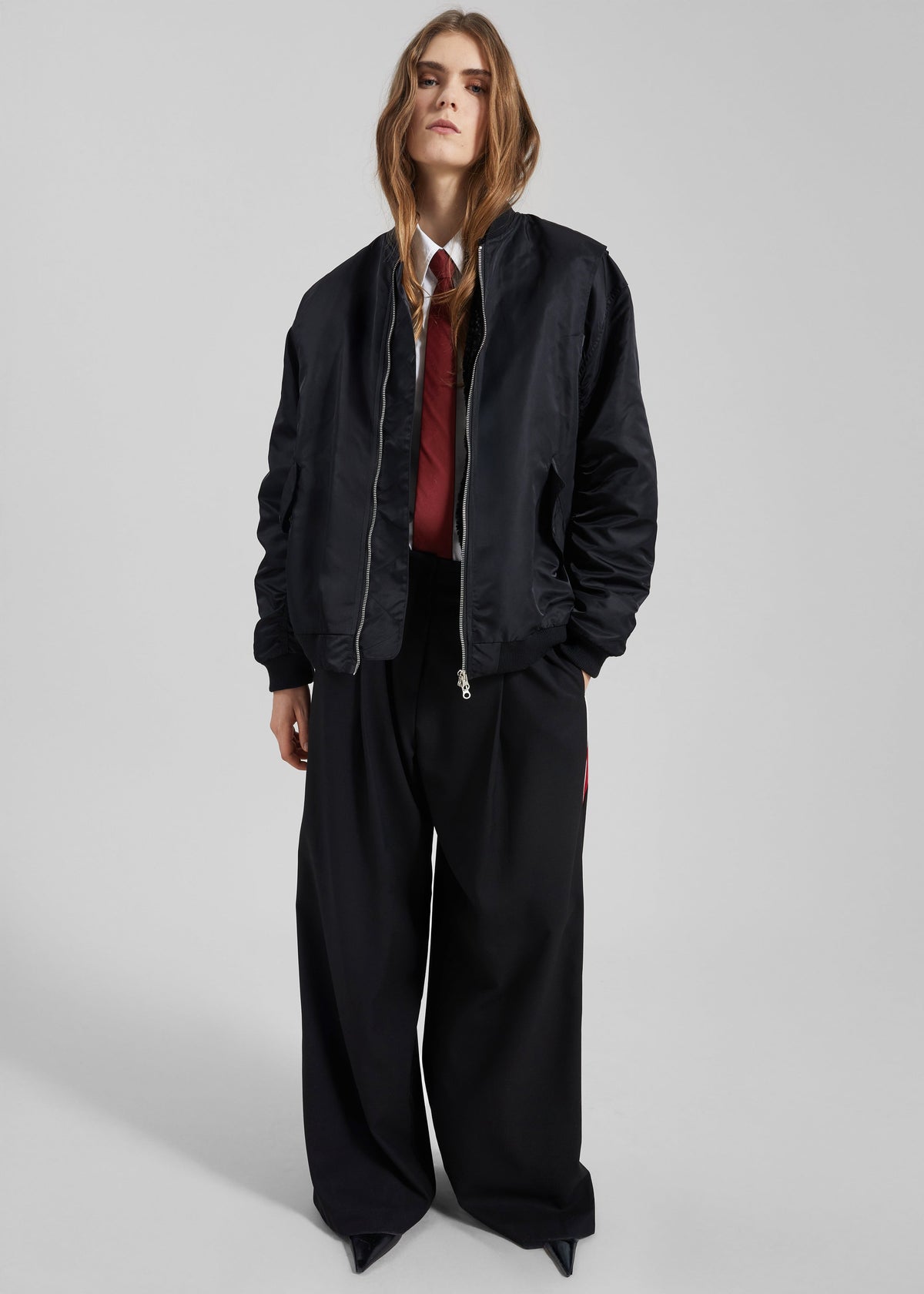 Stellan Faux Shearling Oversized Bomber Jacket - Black - 2