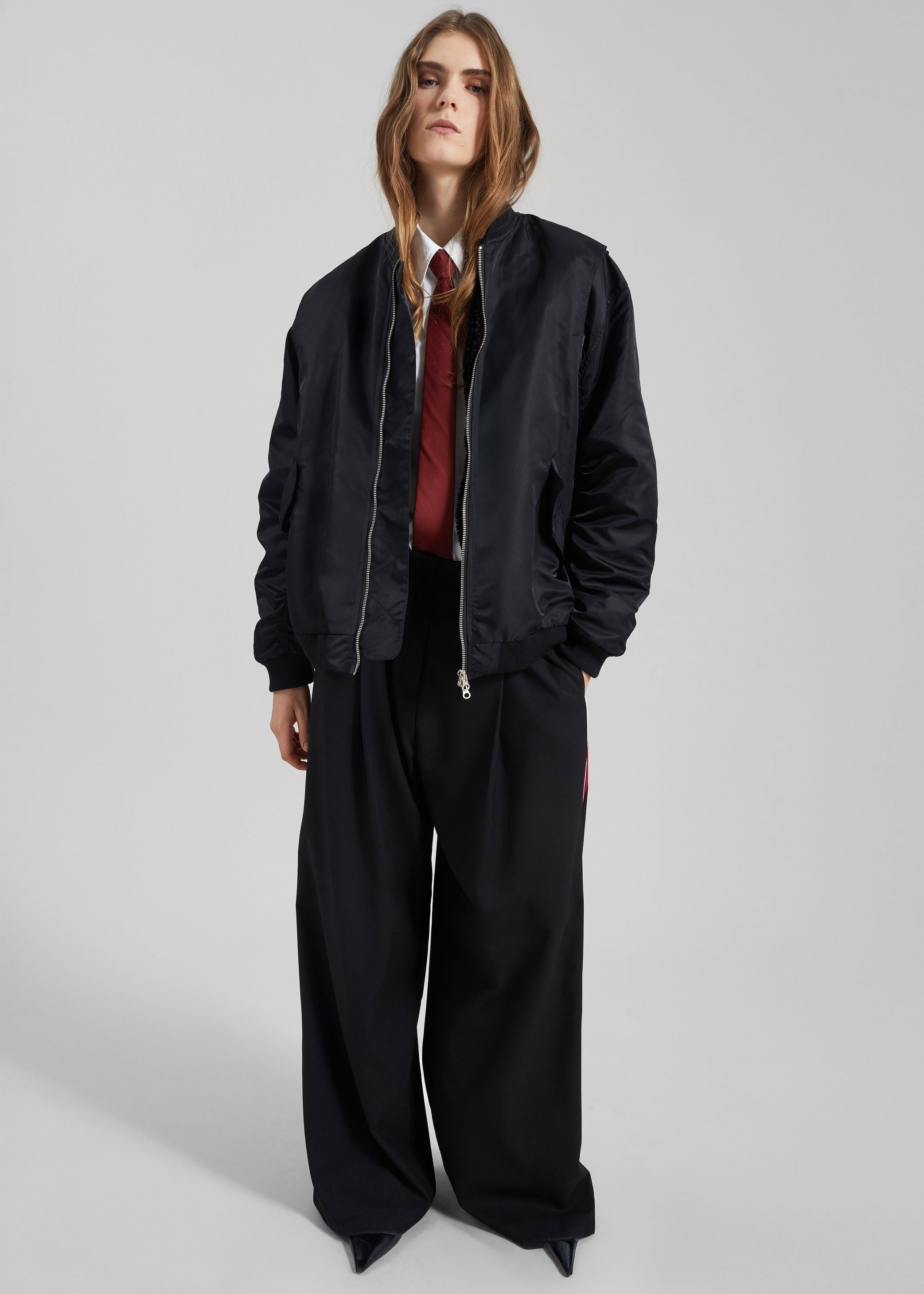 Shop the look image for Stellan Faux Shearling Oversized Bomber Jacket - Black