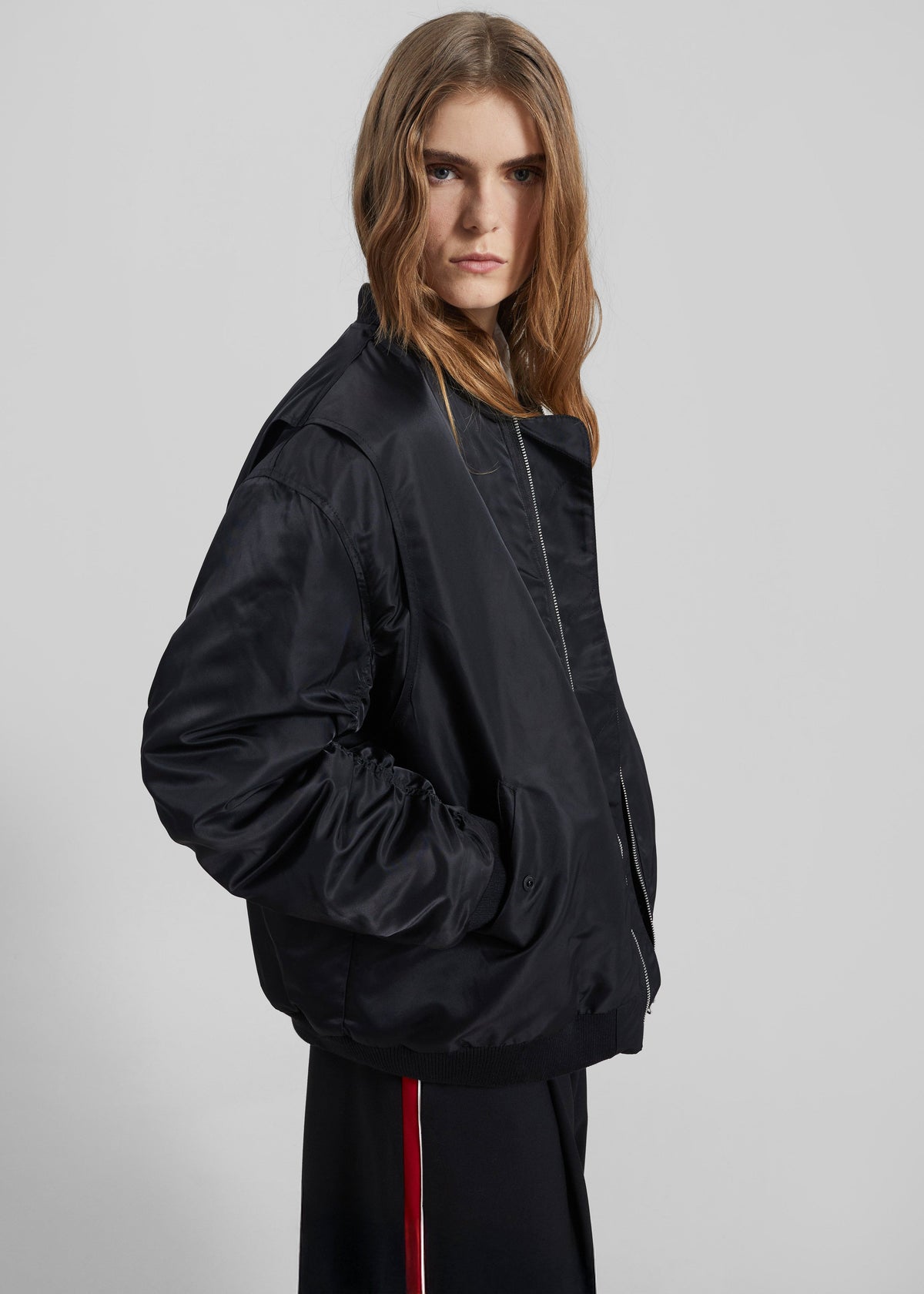 Stellan Faux Shearling Oversized Bomber Jacket - Black - 4