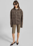 Stenvad Crewneck Cardigan - Brown/White Stripe