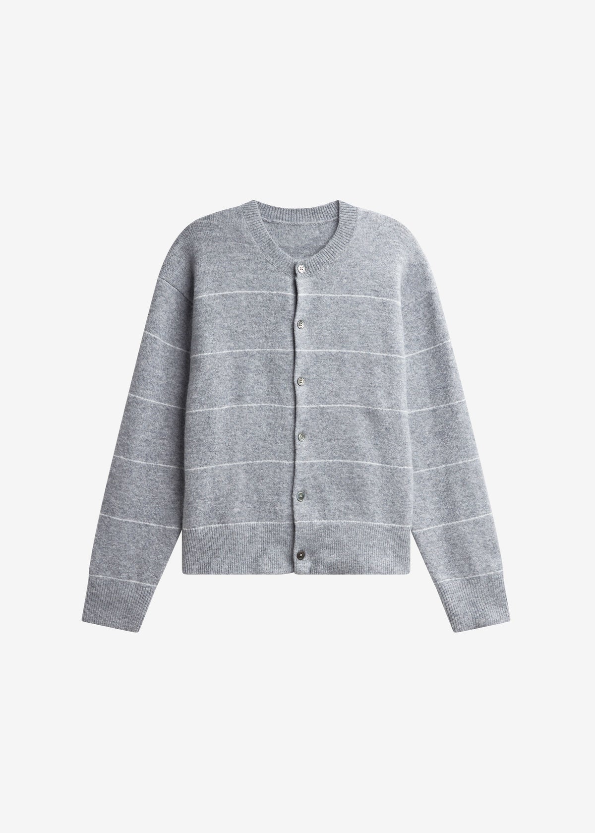 Stenvad Crewneck Cardigan - Grey/White Stripe - 7