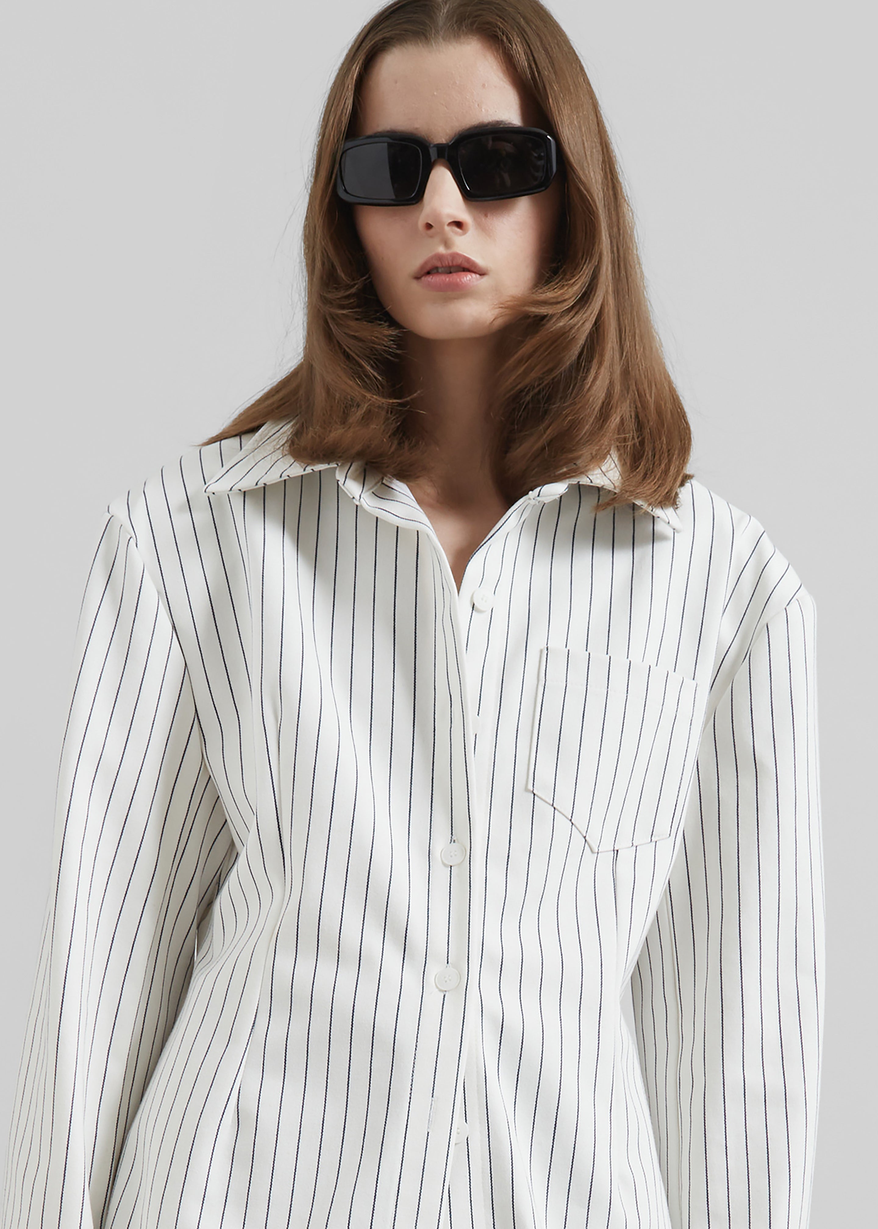 Sterford Pocket Shirt - White/Black Stripe - 6