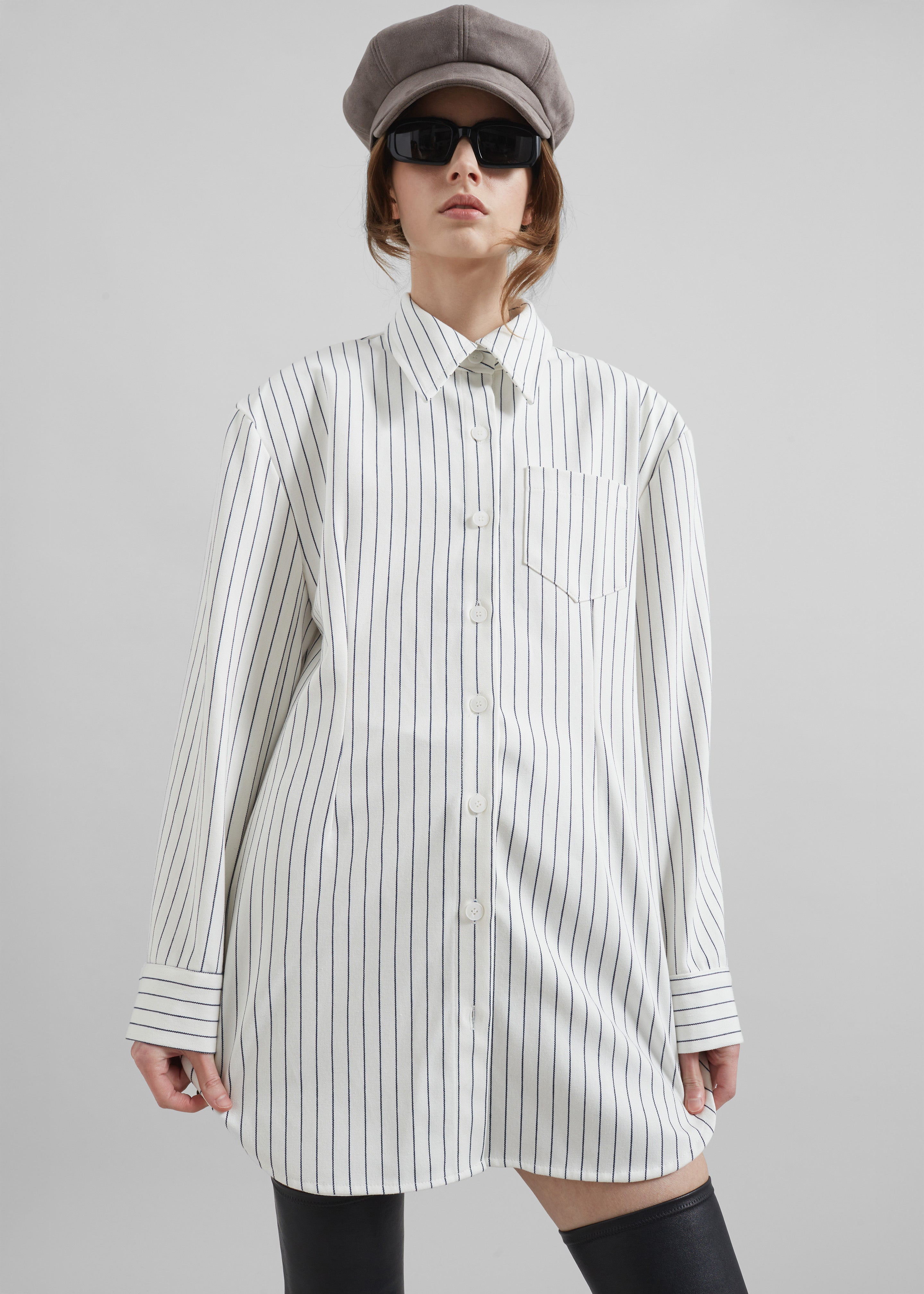 Sterford Pocket Shirt - White/Black Stripe - 7