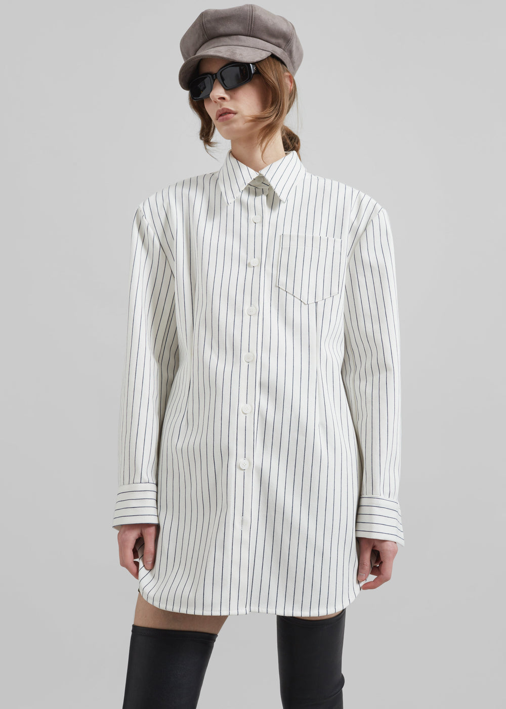 Sterford Pocket Shirt - White/Black Stripe