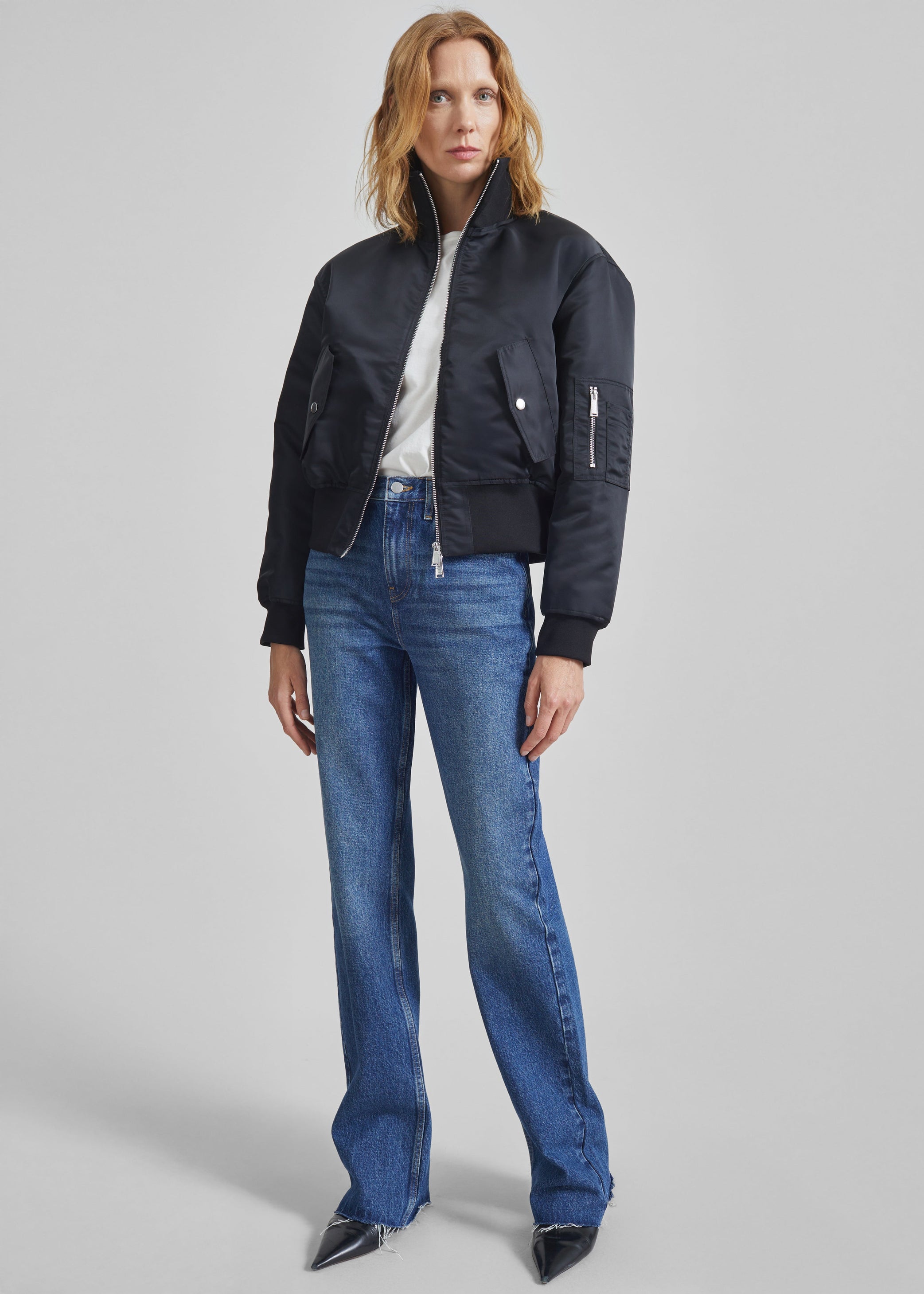 Shop the look image for Storm Cropped Bomber Jacket - Black