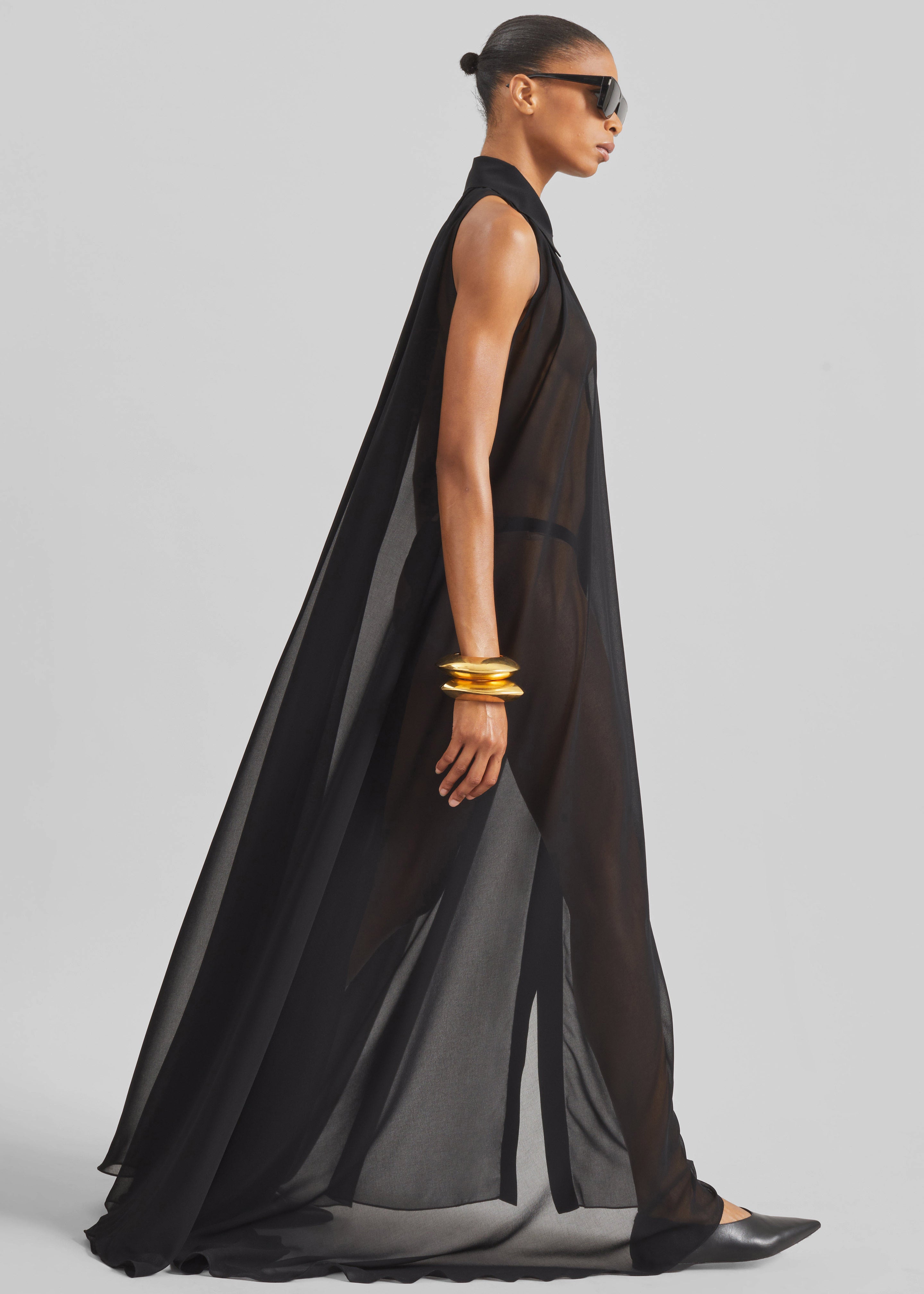 Sukie Sheer Halterneck Dress - Black - 3