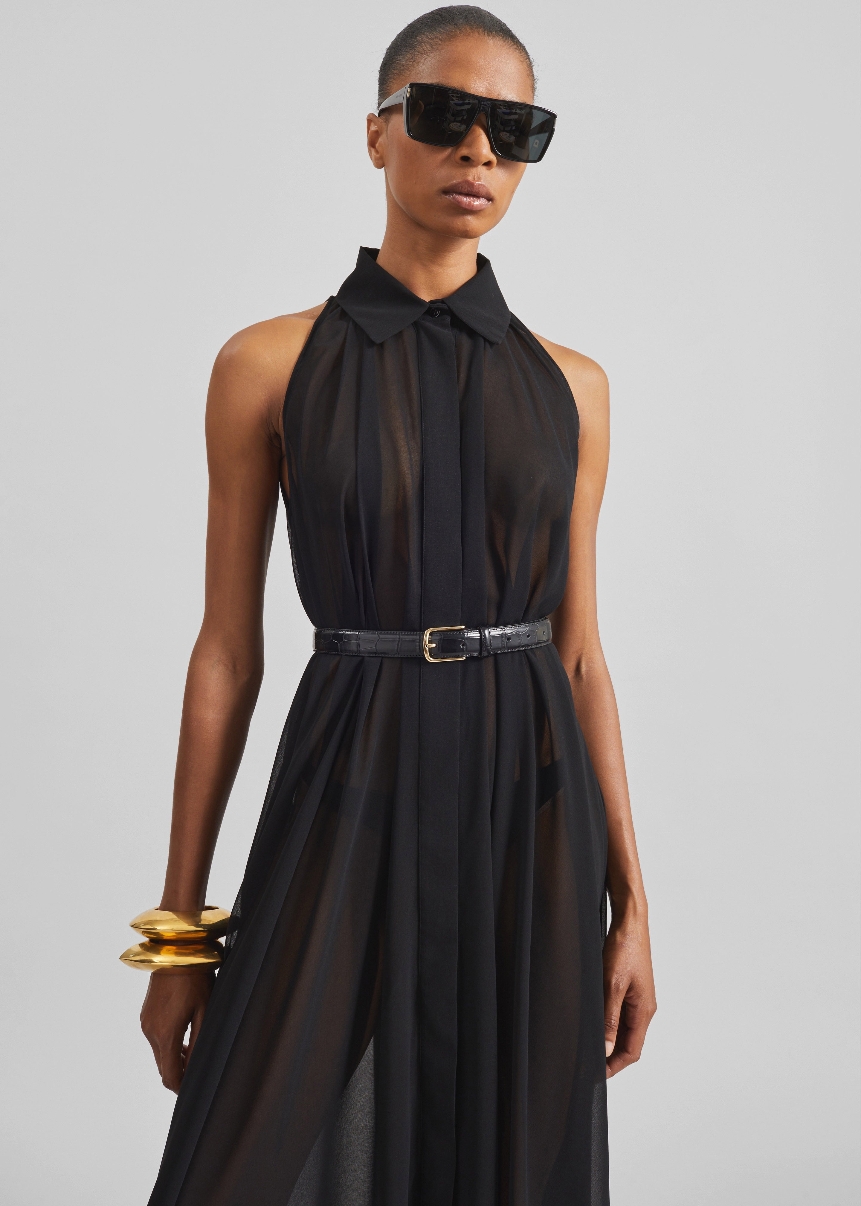 Sukie Sheer Halterneck Dress - Black - 2