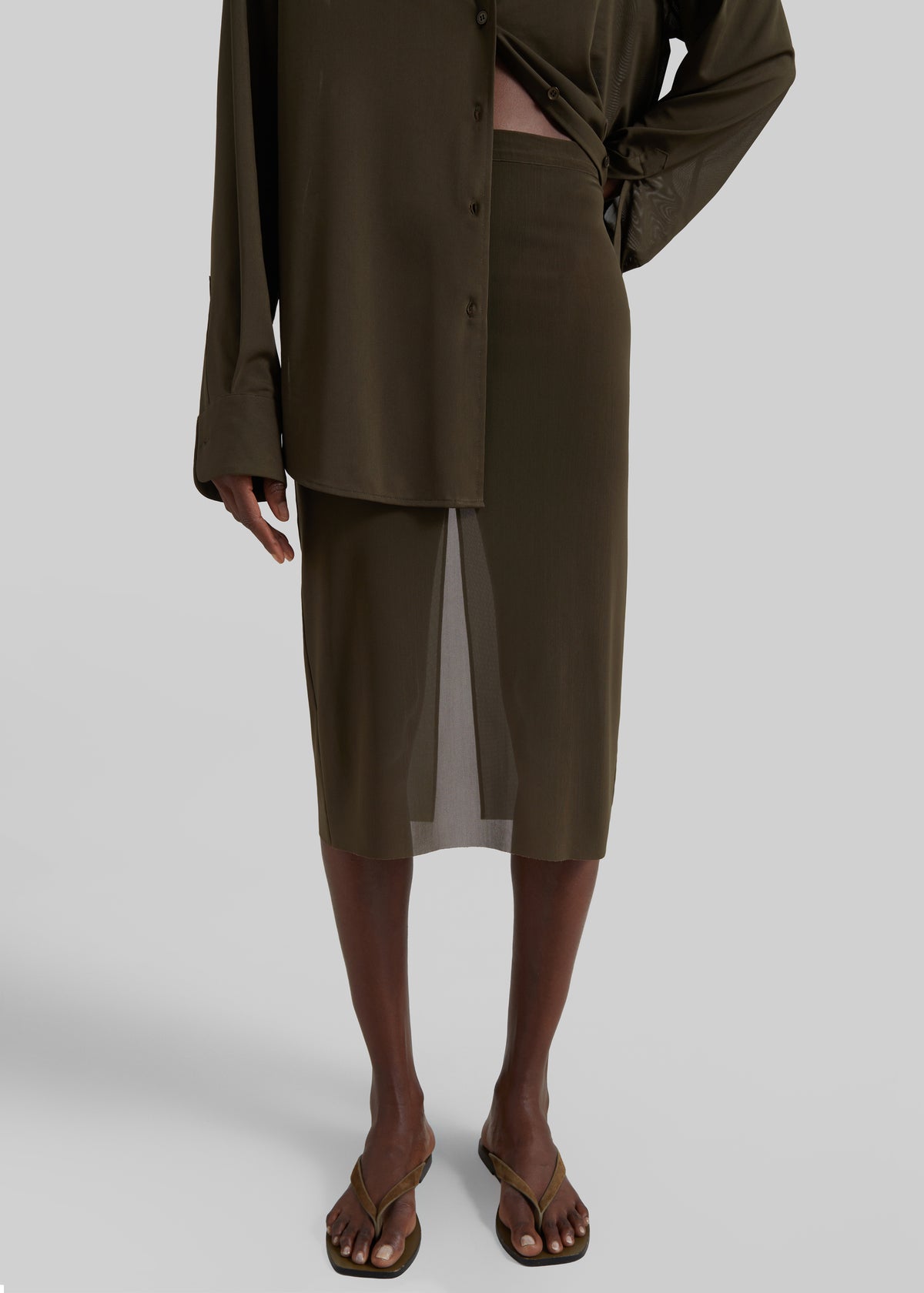 Suva Sheer Skirt - Khaki - 1