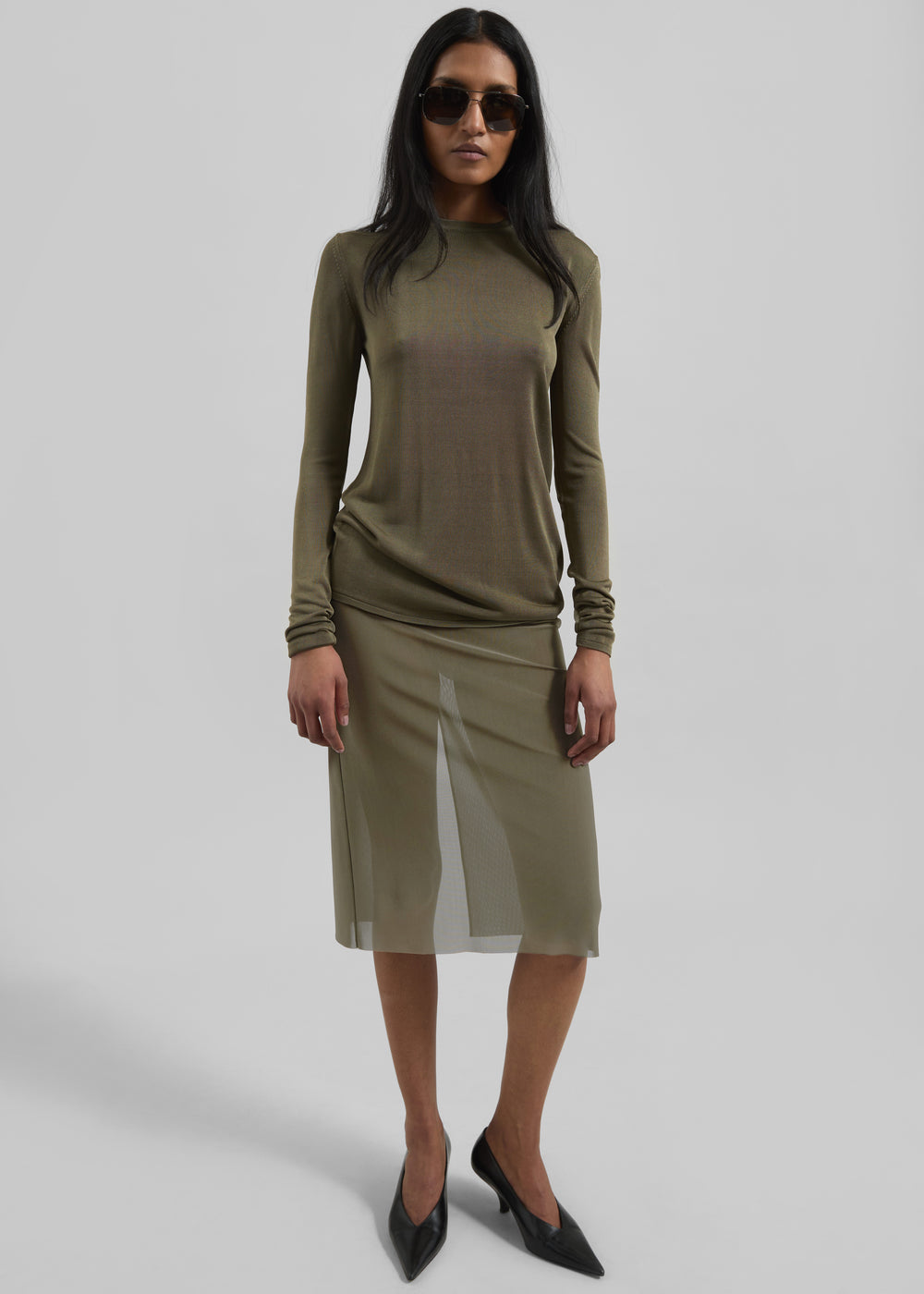 Suva Sheer Skirt - Khaki - 1