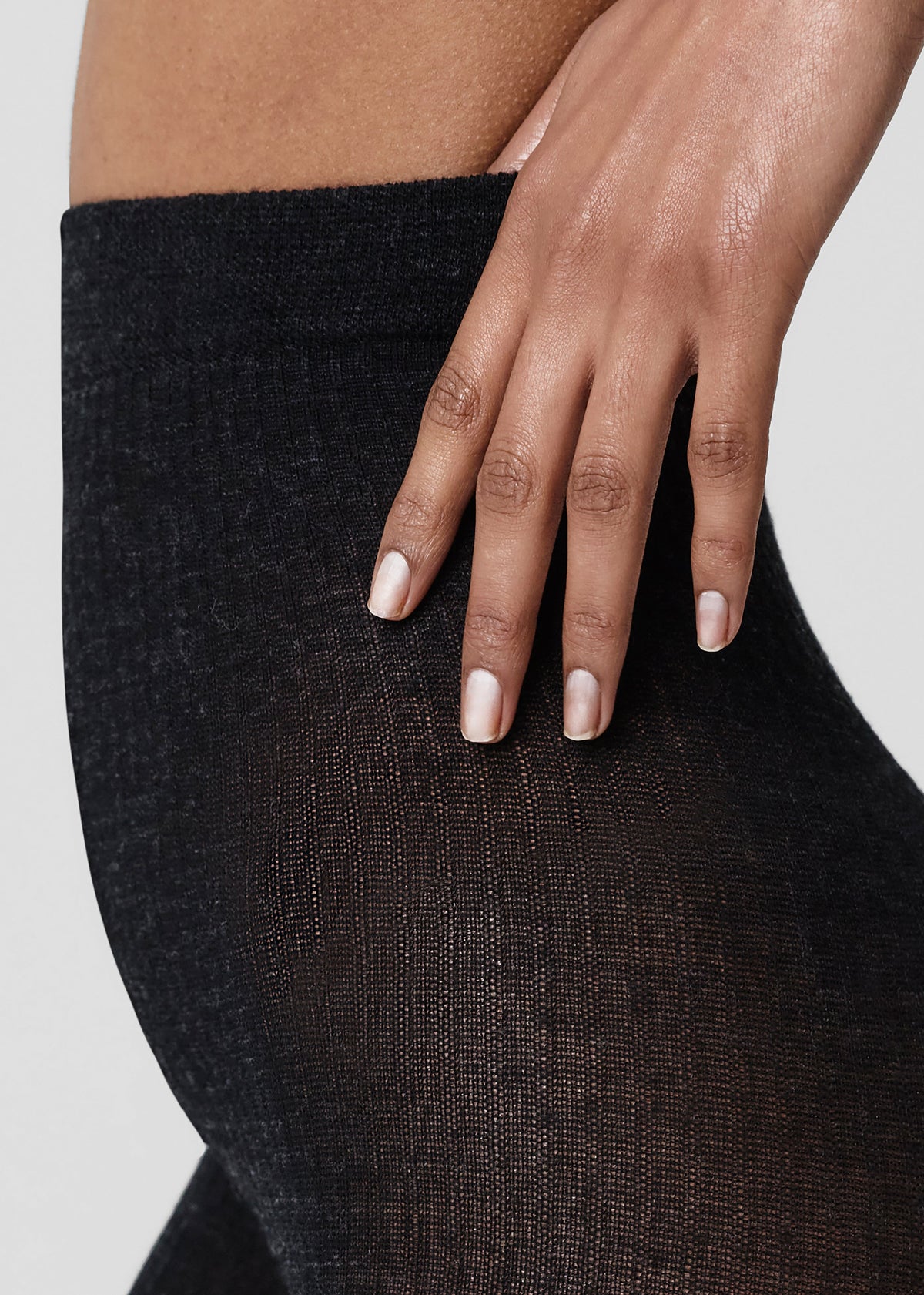Swedish Stockings collants Diana côtelés en laine - Noir chiné