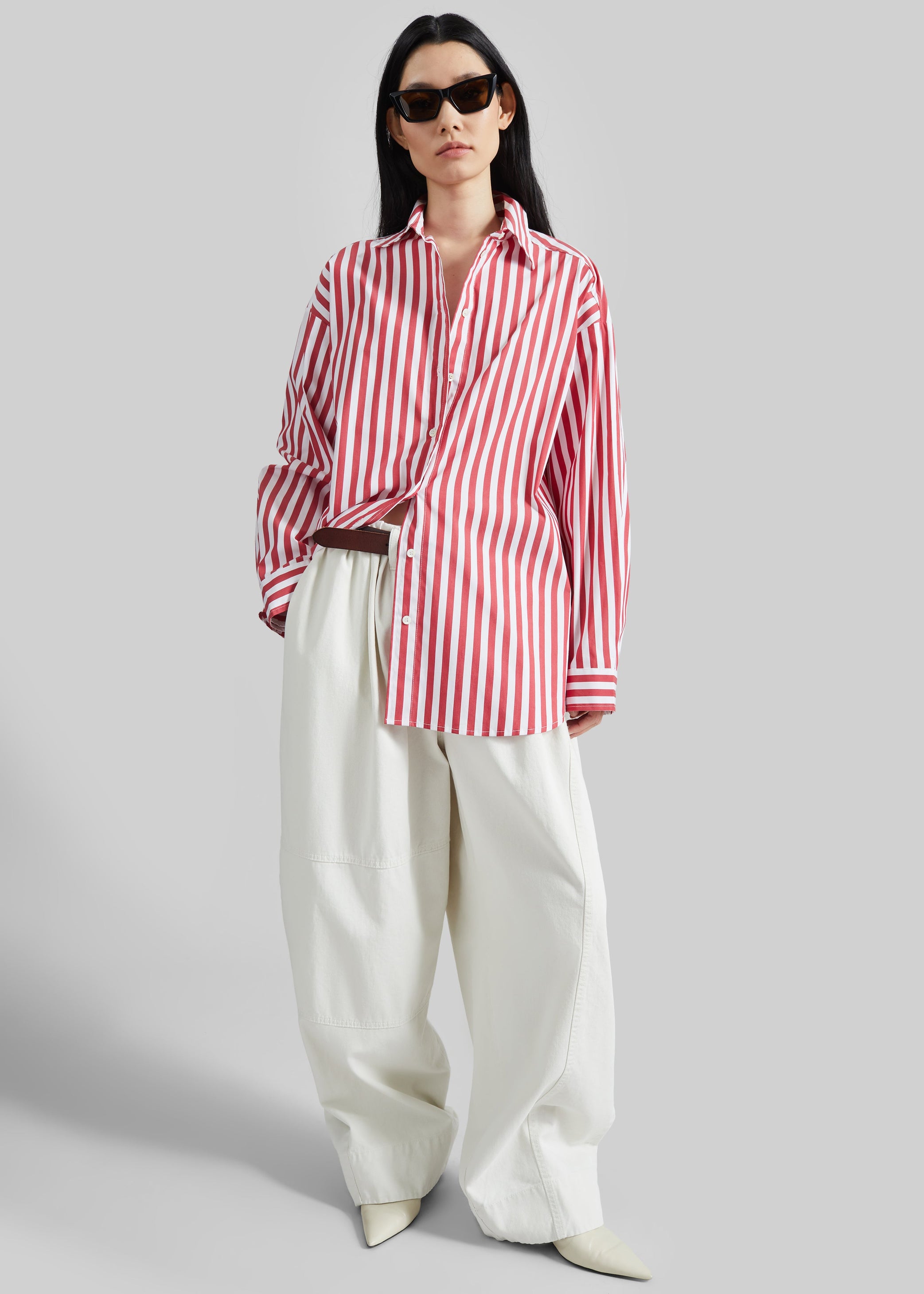 Shop the look image for Sylvia Oxford Shirt - White/Red Stripe