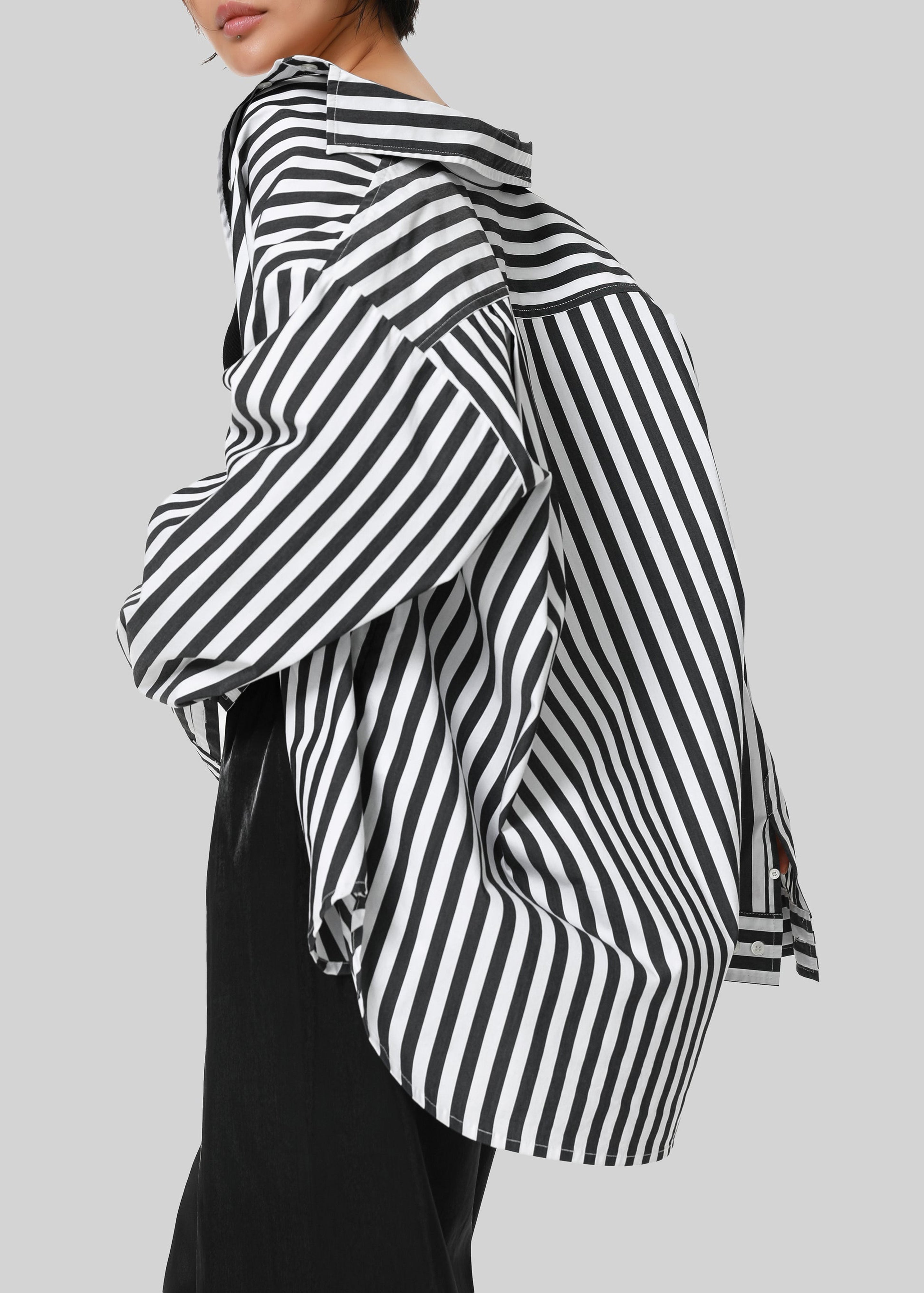 Sylvia Striped Oxford Shirt - Faded Black/White - 10