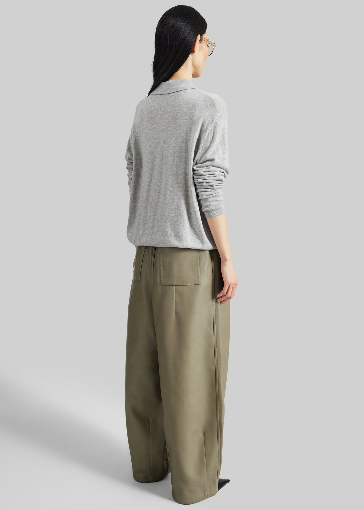 Tala Knit V-Neck Polo - Light Grey - 7