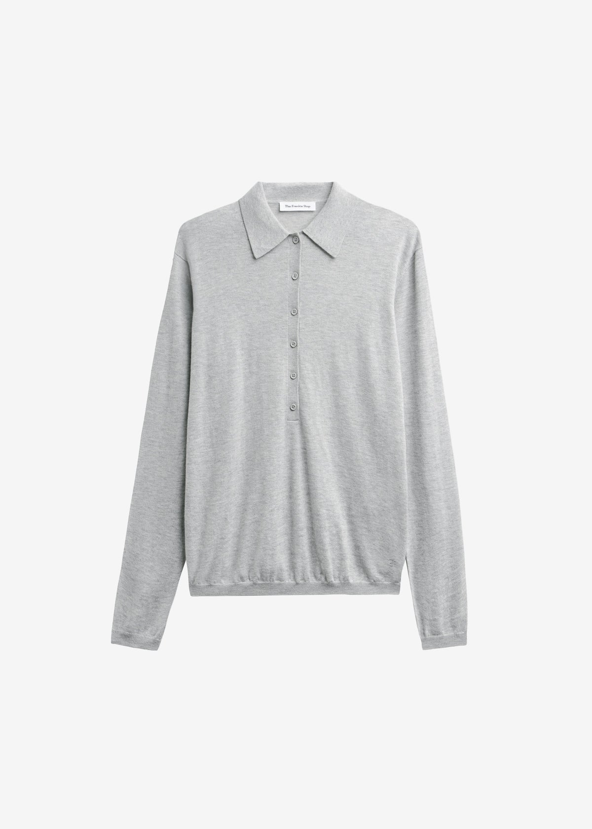 Tala Knit V-Neck Polo - Light Grey - 8
