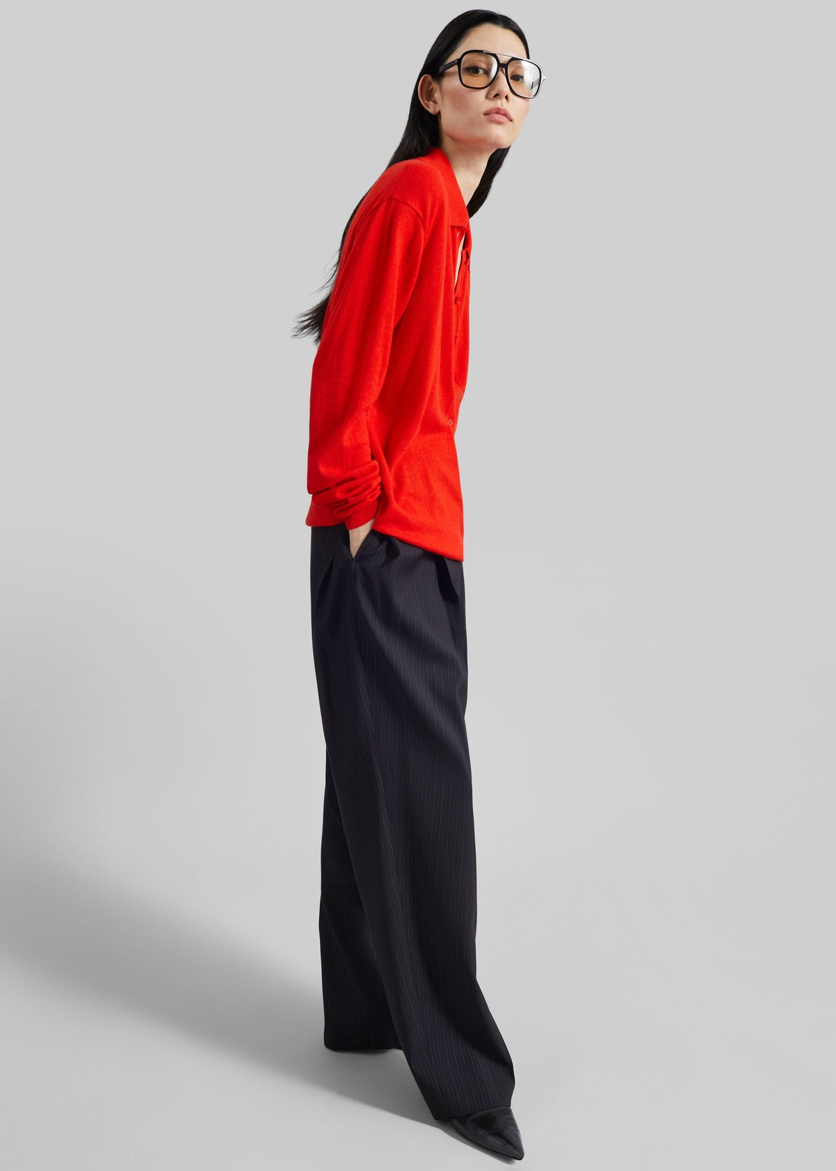 Tala Knit V-Neck Polo - Red - 7