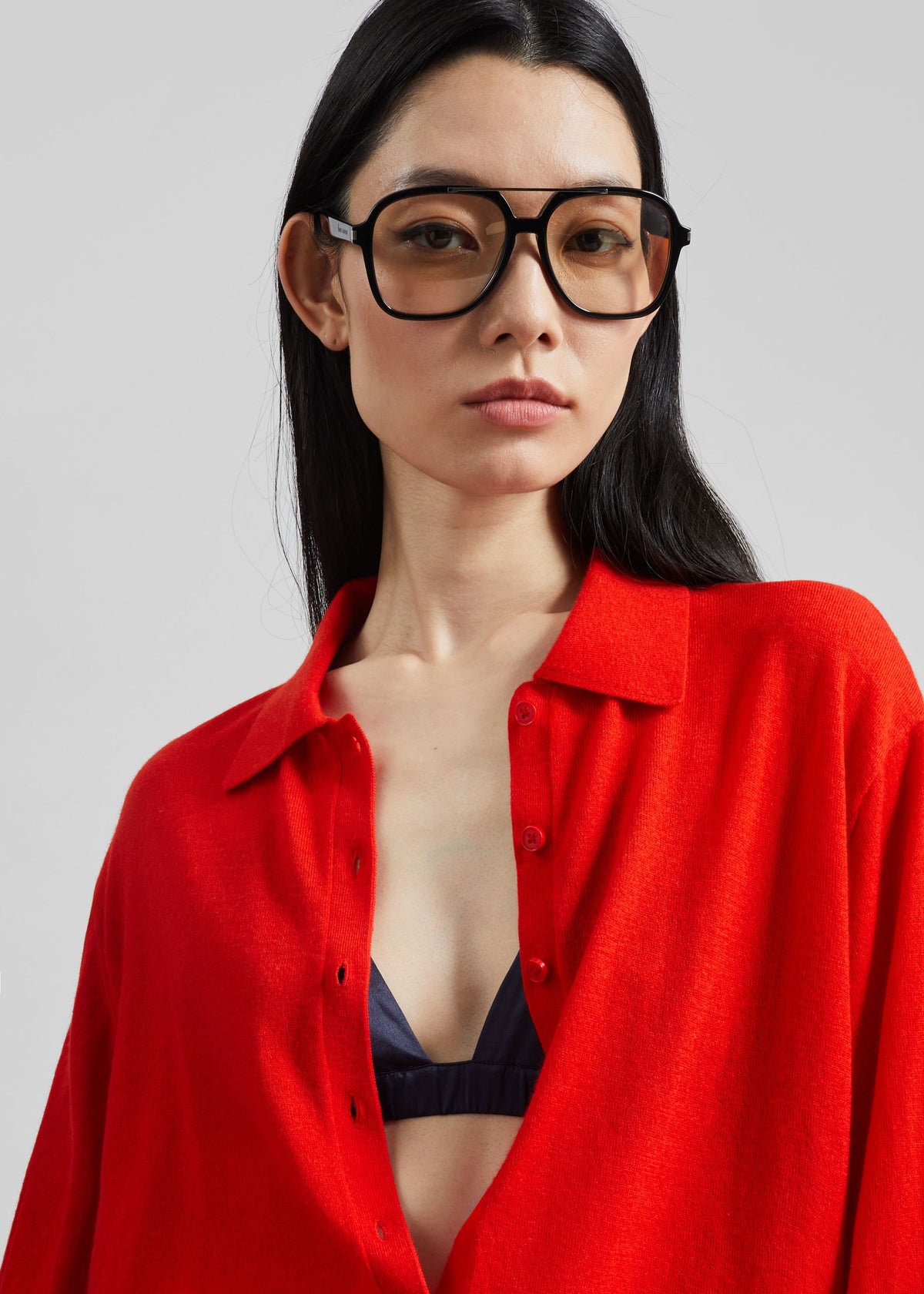 Tala Knit V-Neck Polo - Red - 4