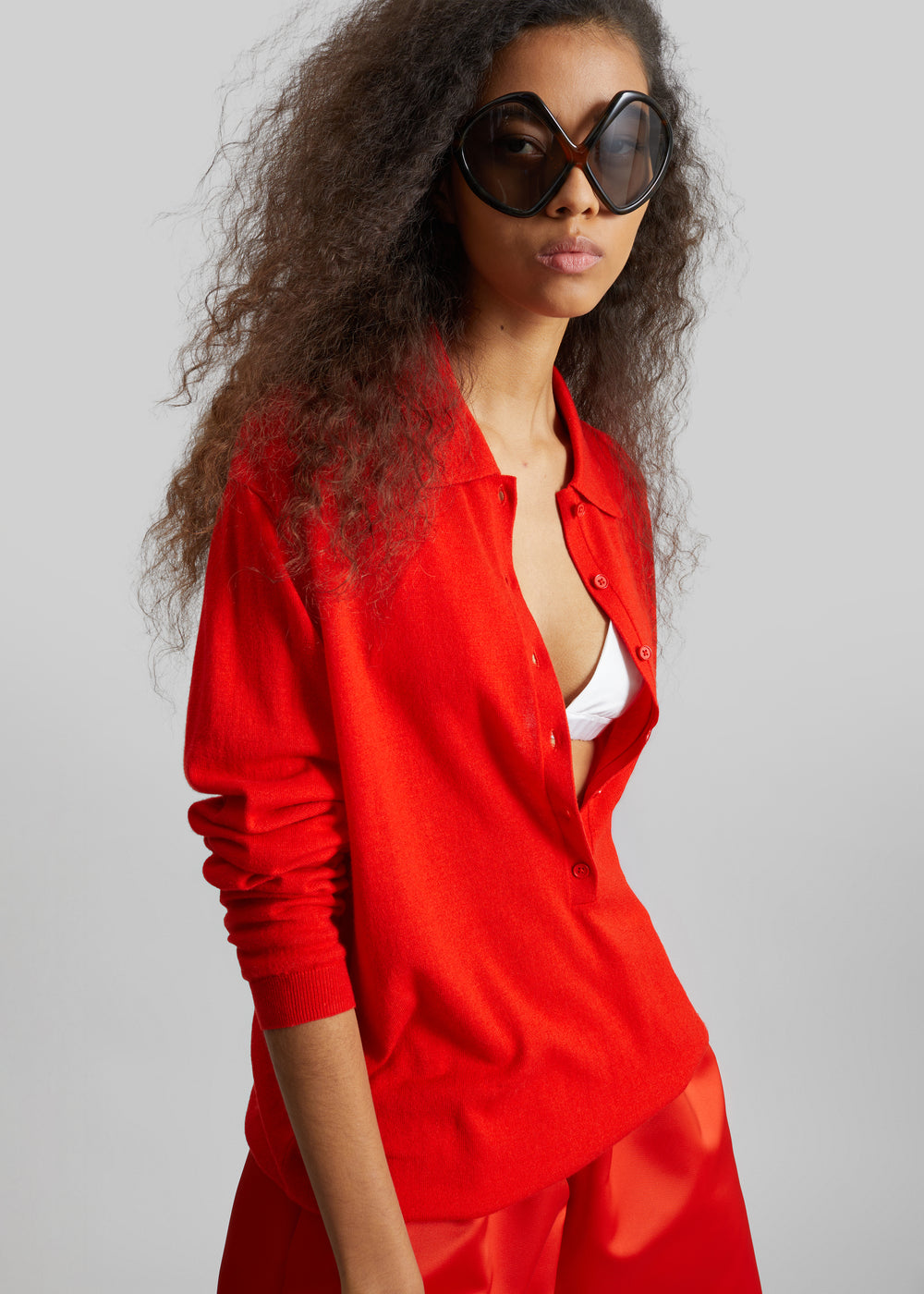 Polo Tala en maille à col V - Rouge