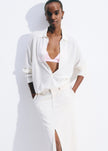 Tala Knit V-Neck Polo - White