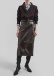 Taney Crackled Pencil Skirt - Brown