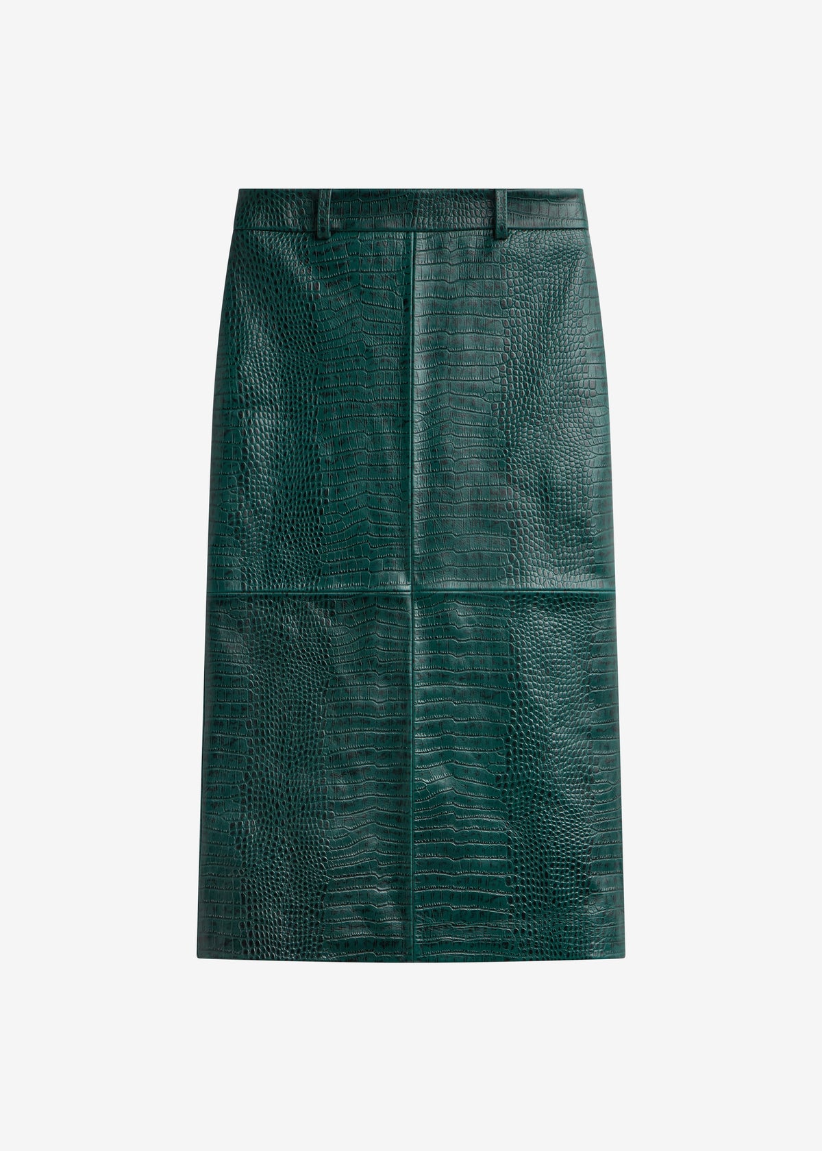 Taney Croc Leather Pencil Skirt - Bottle Green - 7