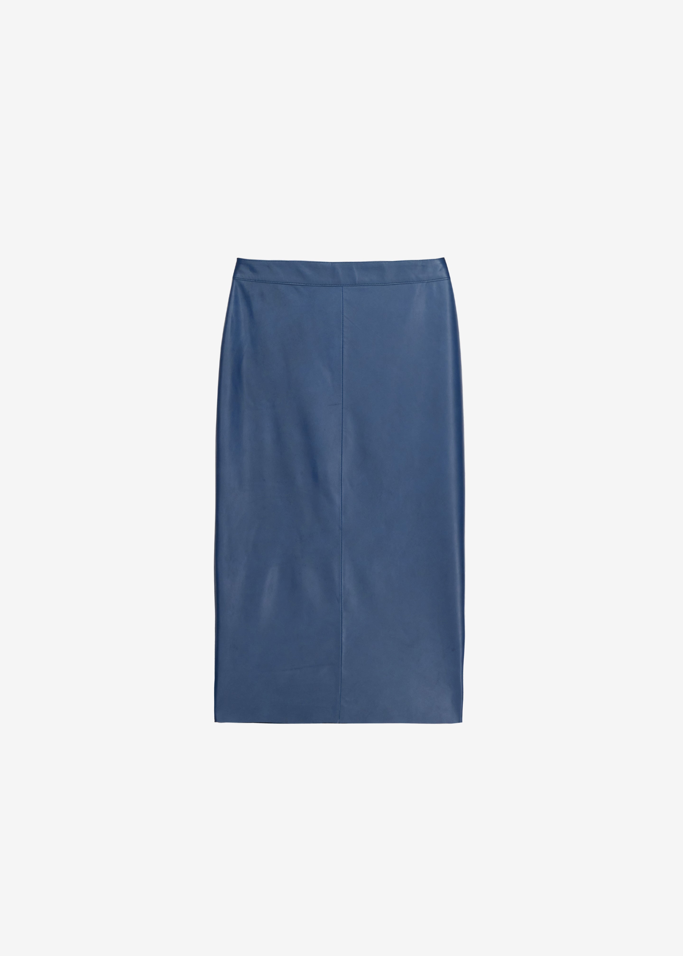 Taney Leather Midi Skirt - Cobalt - 6