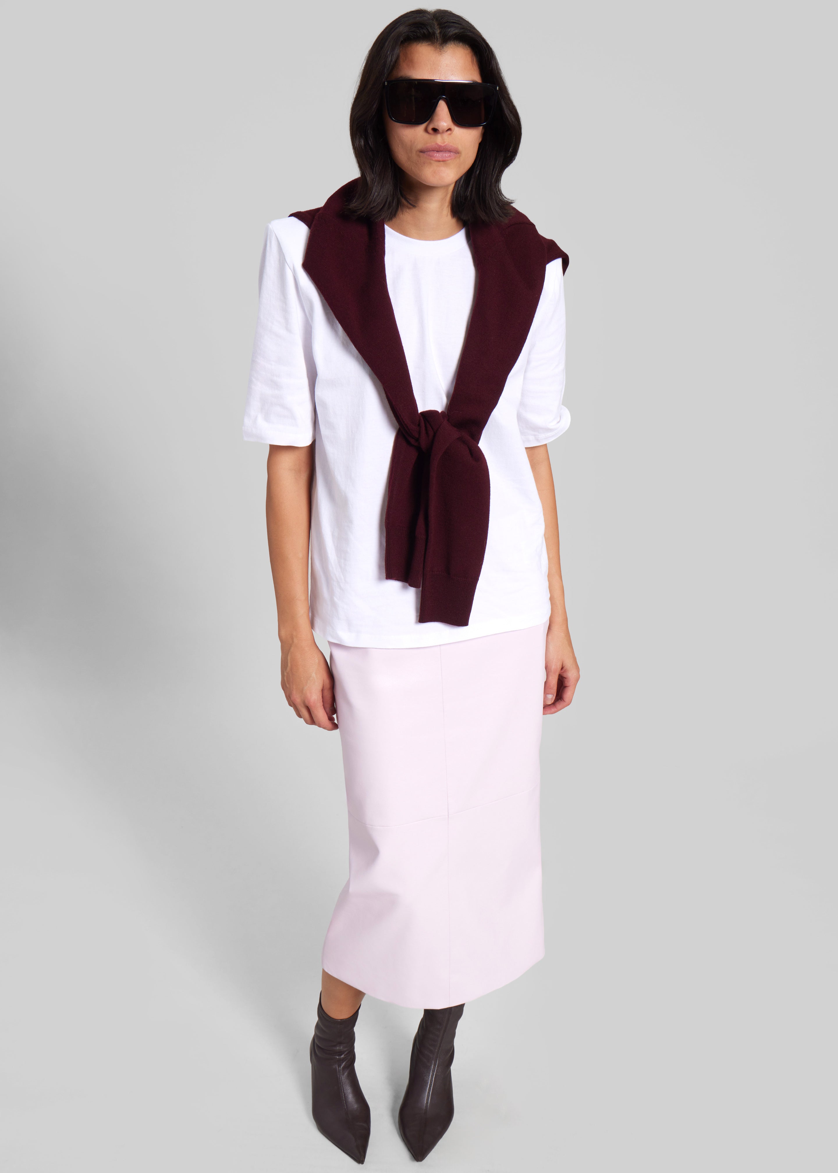 Taney Leather Pencil Skirt - Faded Pink - 3