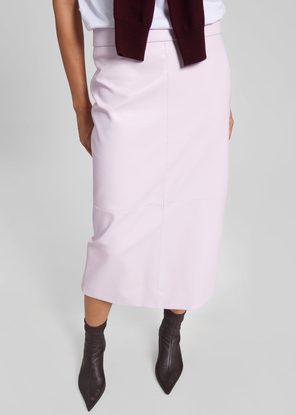 Taney Leather Pencil Skirt - Faded Pink - 5