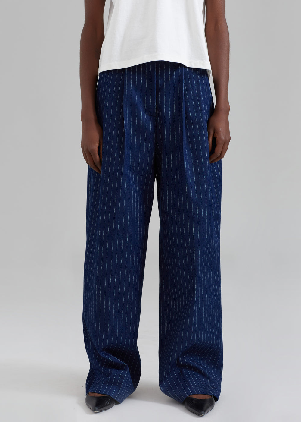 Tansy Denim Pants - Navy Pinstripe - 1