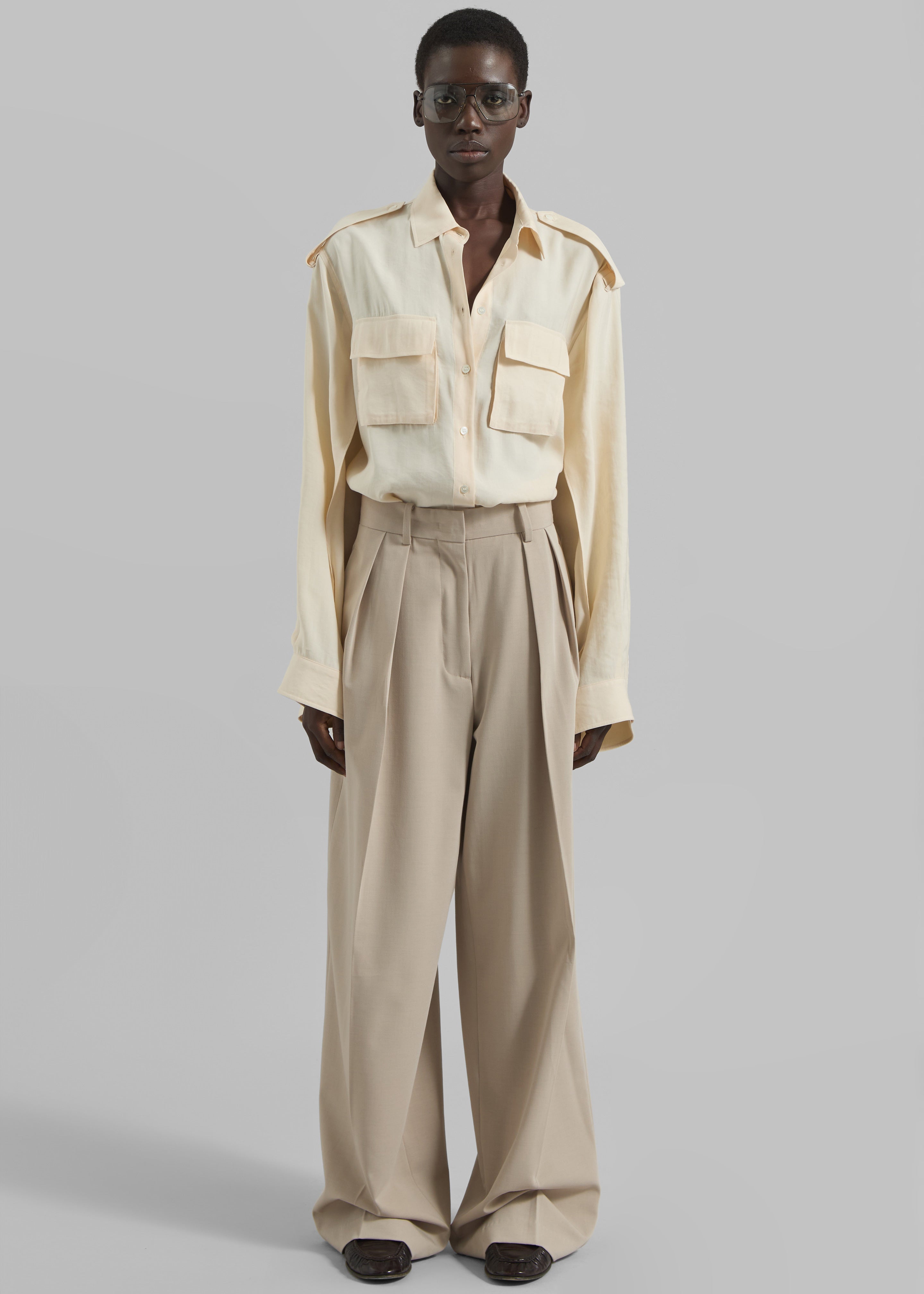 Tansy Pleated Trousers - Beige – The Frankie Shop Europe