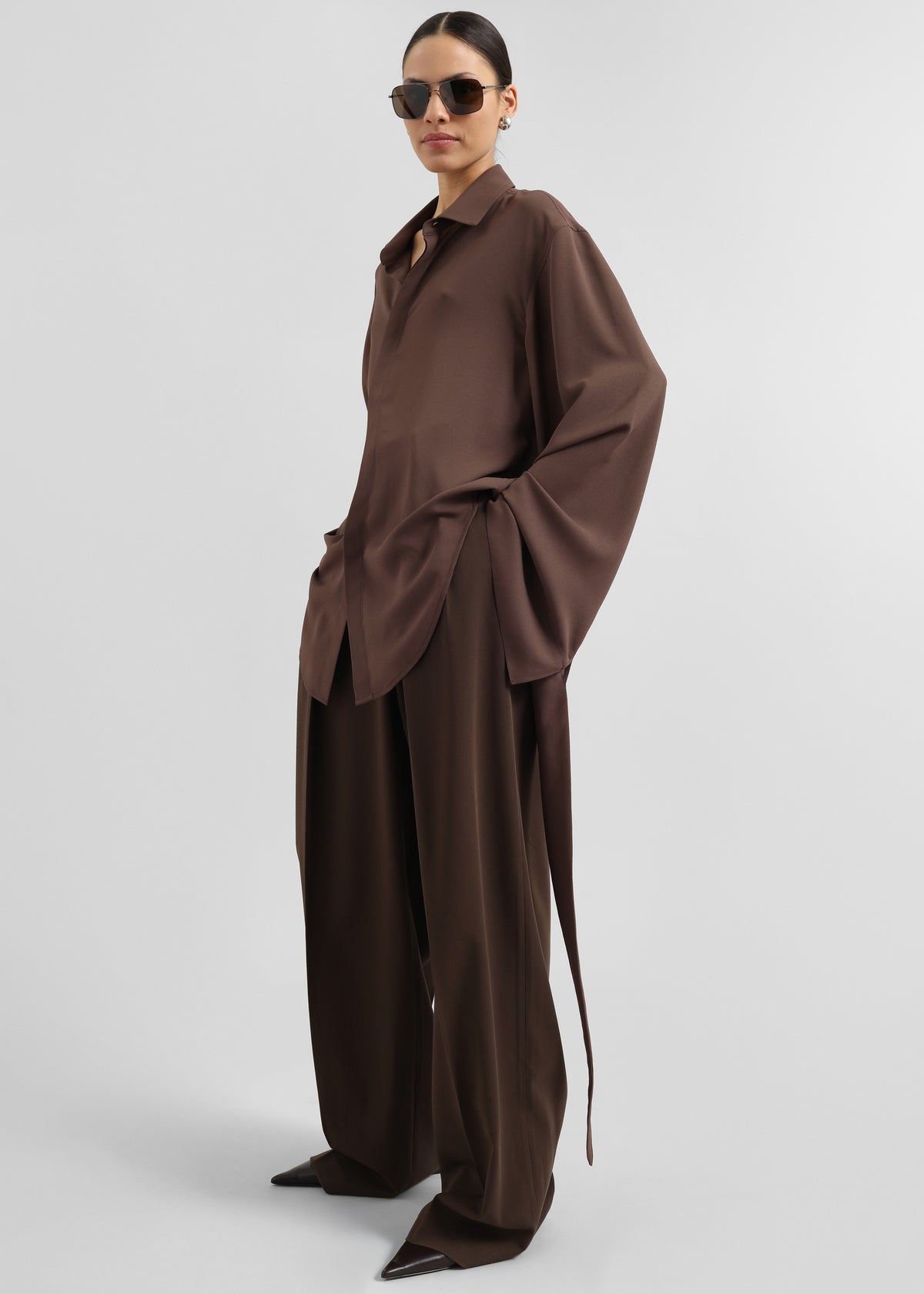 Tansy Pleated Trousers - Chocolate - 2