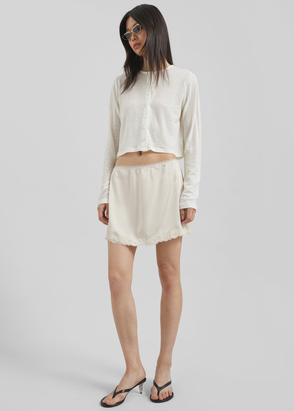 Tanvi Lace Mini Skirt - Ivory - 4