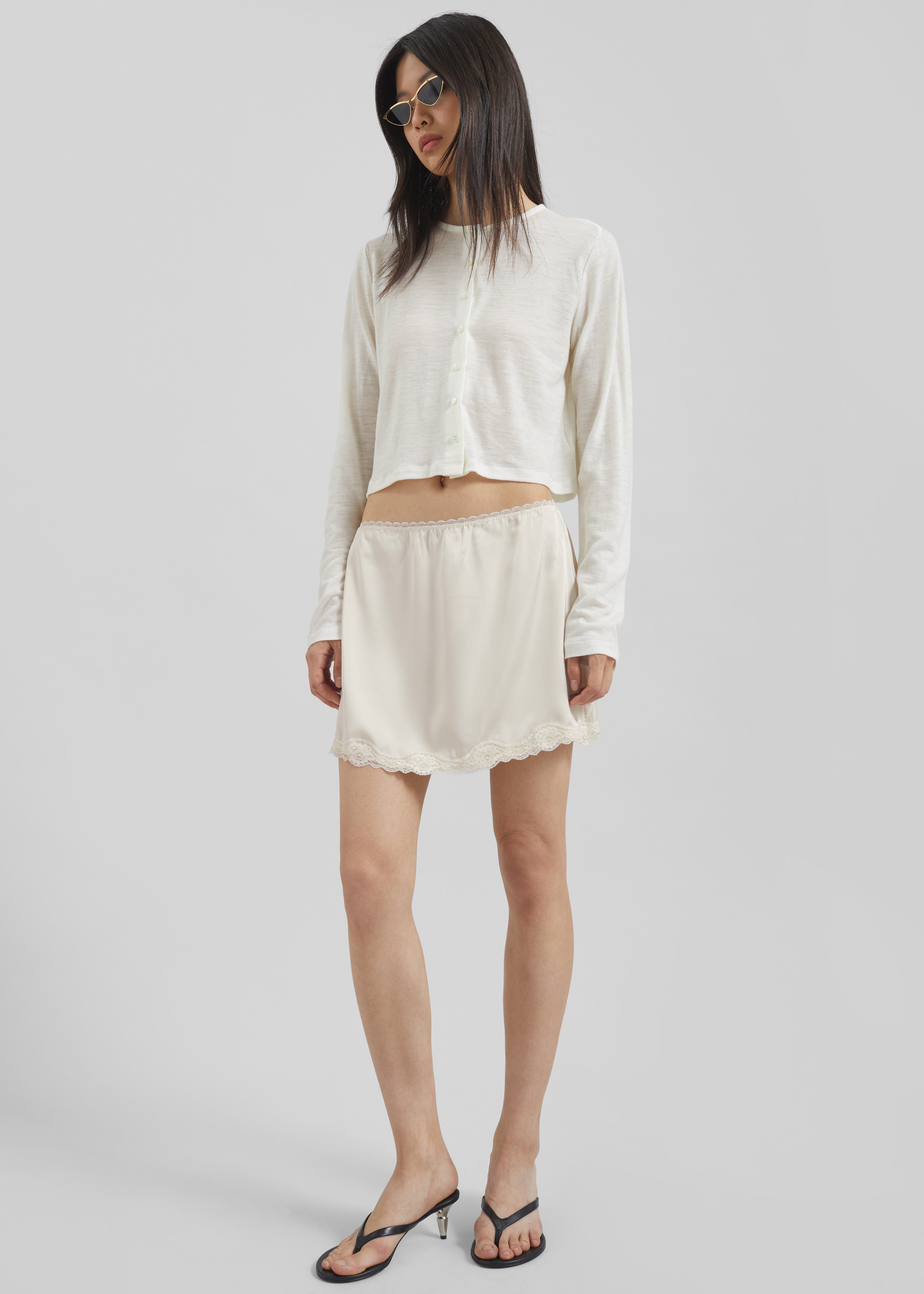 Tanvi Lace Mini Skirt - Ivory - 4
