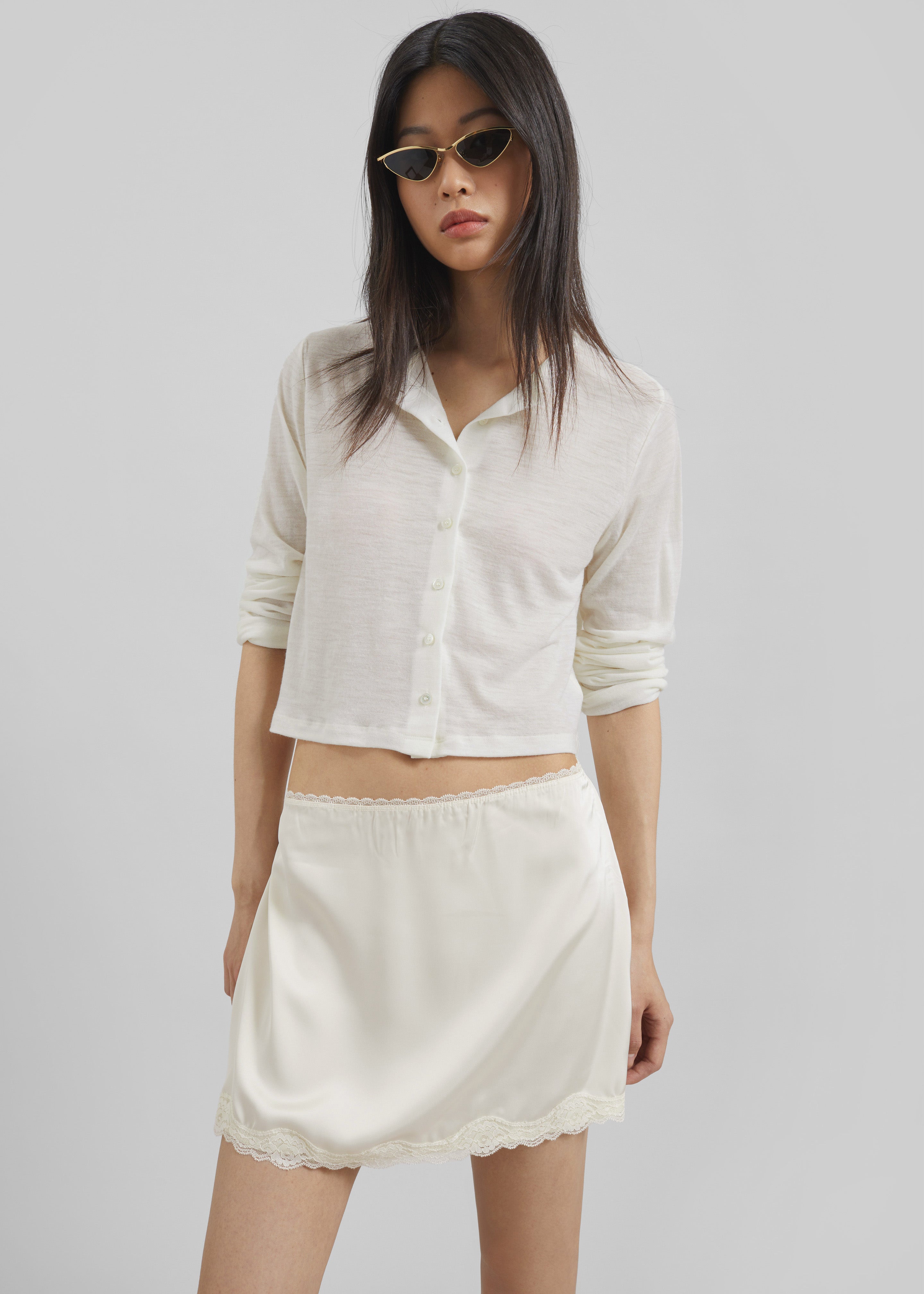 Tanvi Lace Mini Skirt - Ivory - 5