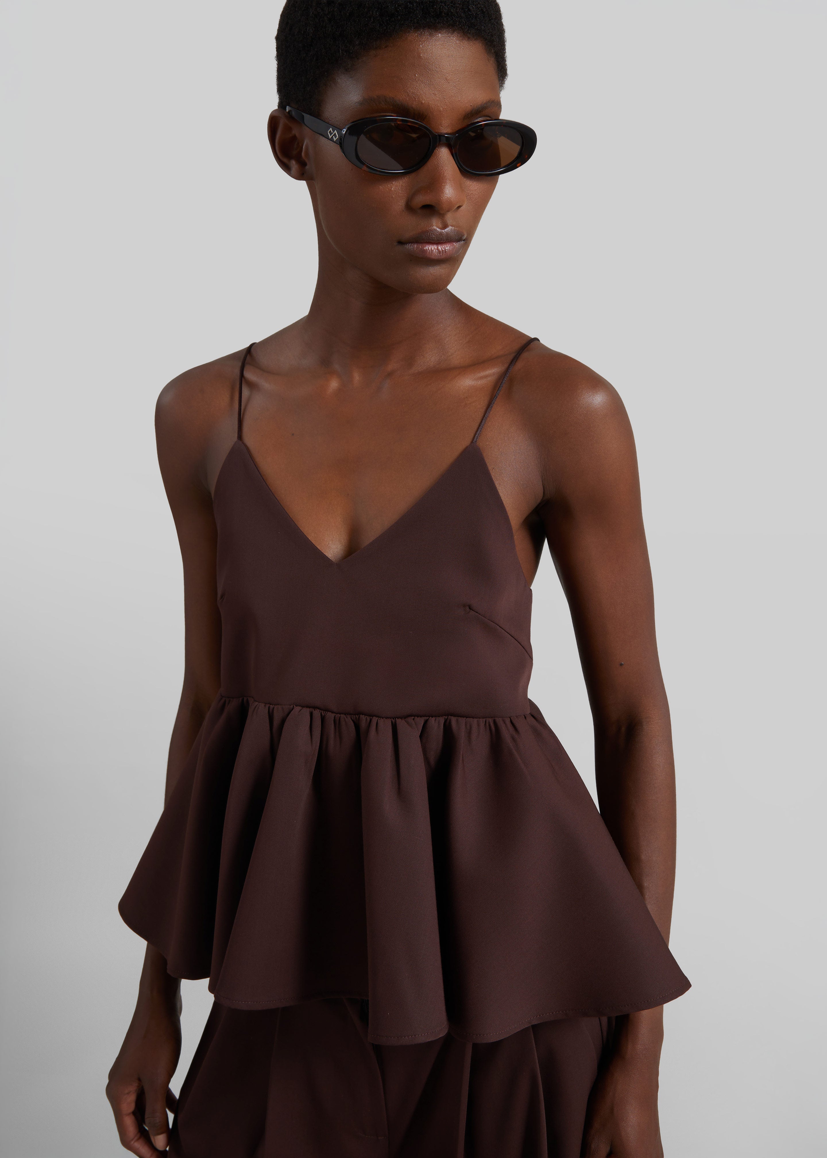 Taormina Peplum Top - Chocolate - 8