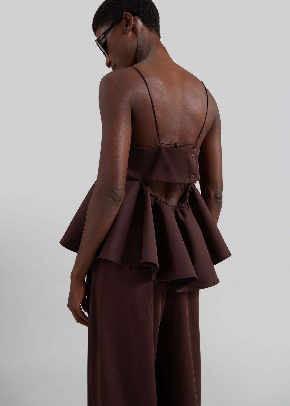 Taormina Peplum Top - Chocolate - 1