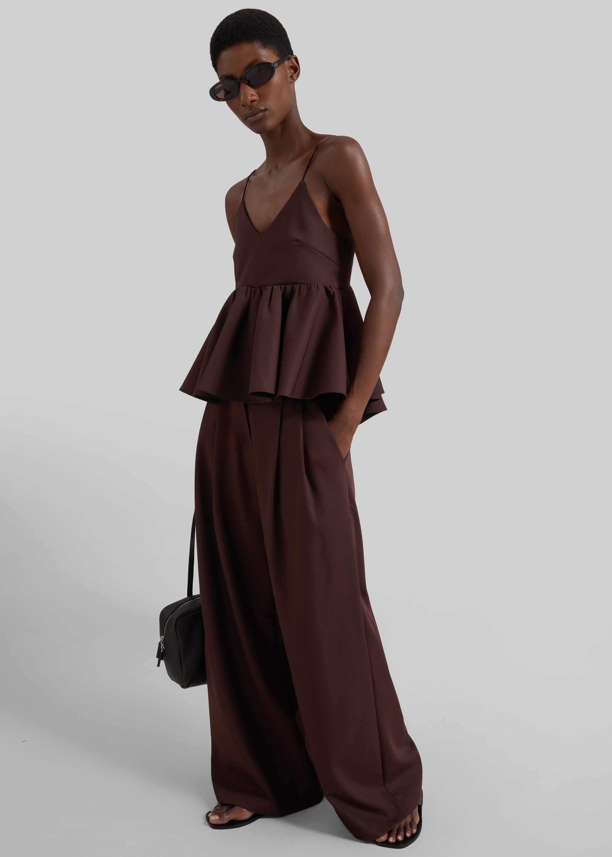Shop the look image for Taormina Pleated Trousers - Chocolate