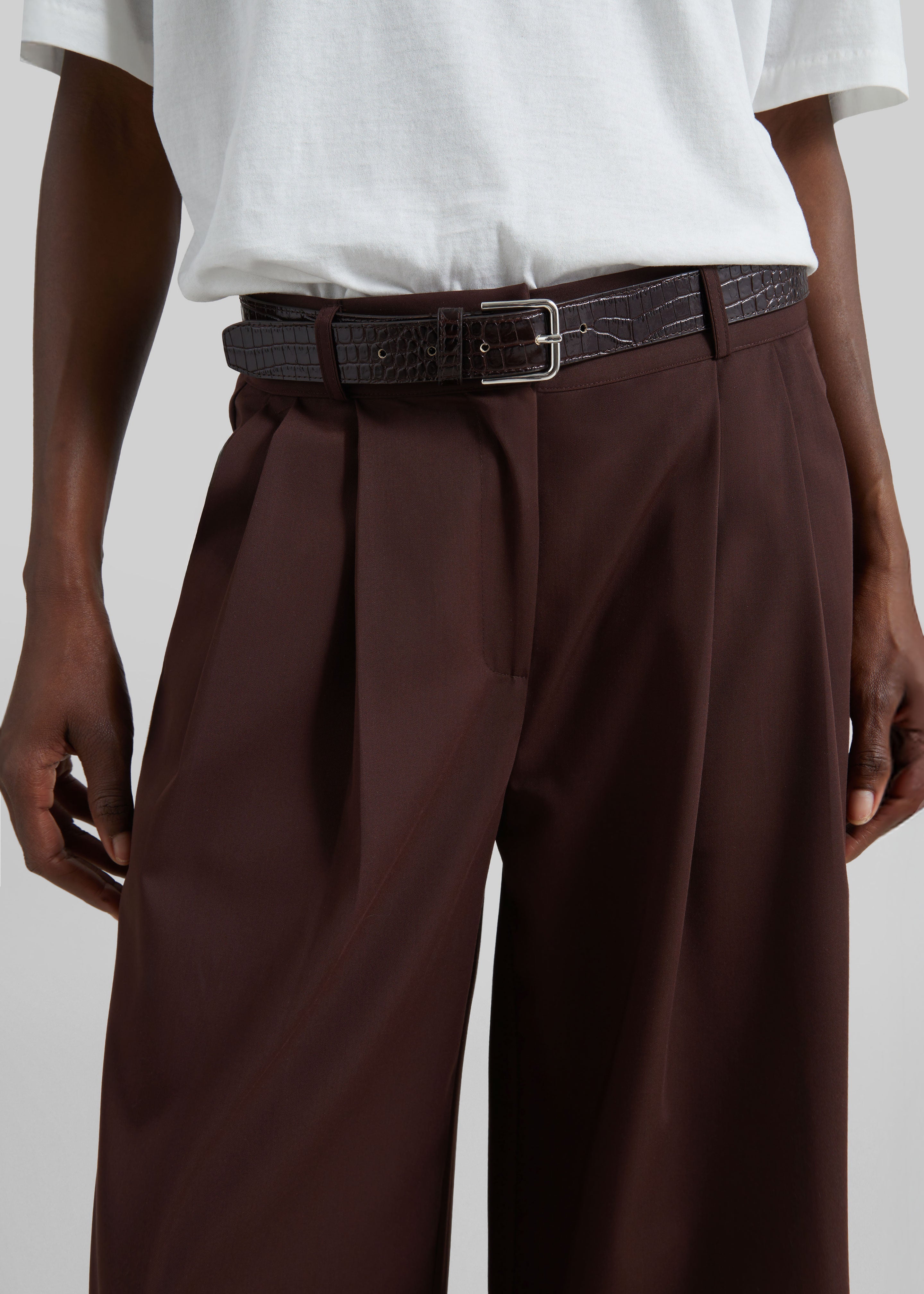 Taormina Pleated Trousers - Chocolate - 3